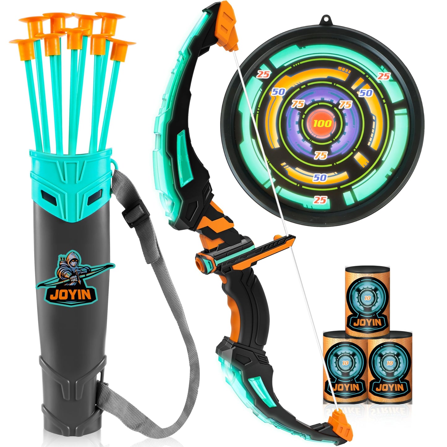 JOYIN Kids Bow and Arrow Set with LED Light Up Bow – Suction Cup Arrows, Target & Case | Indoor & Outdoor Play