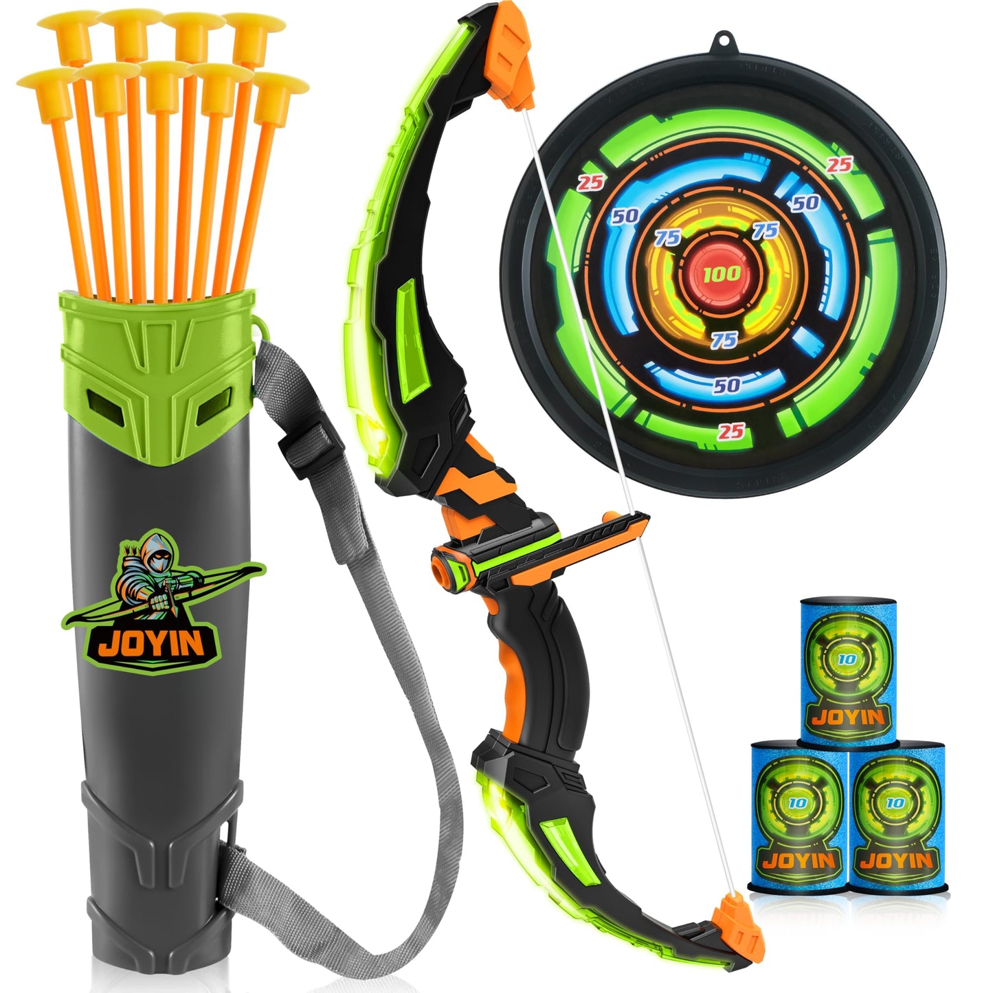 JOYIN Kids Bow and Arrow Set with LED Lights – Safe Outdoor Archery Toy for Ages 6-12
