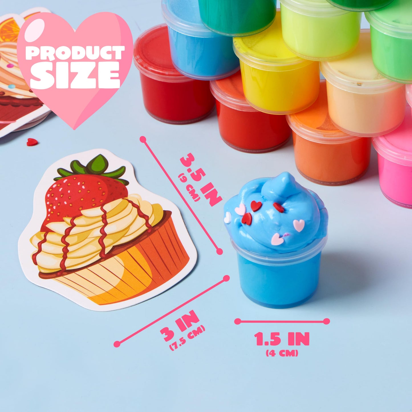 JOYIN 30 Pcs Valentines Day Butter Slime Set with Rubber Slices & Dessert Cards | Soft, Non-Sticky Stress Relief Slime