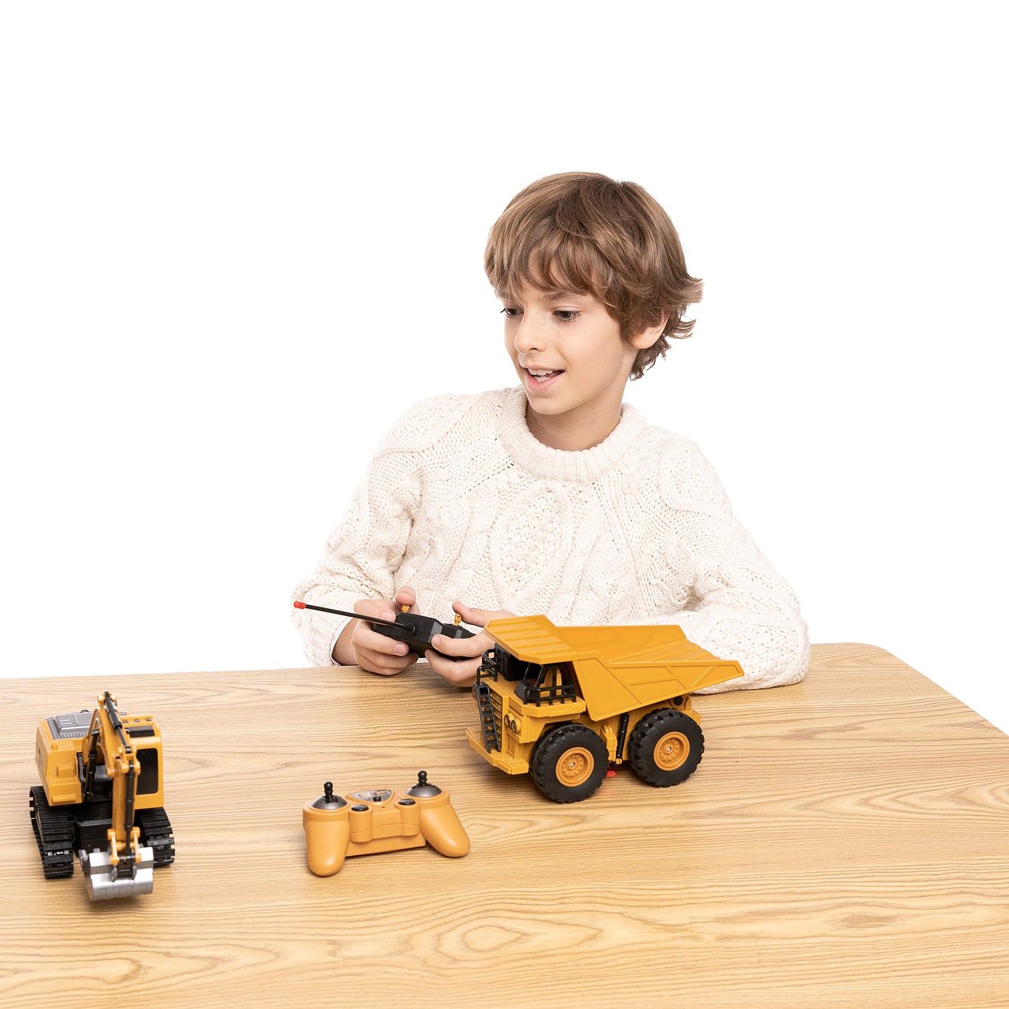 JOYIN 2‑Pack Remote Control Construction Vehicles — RC Excavator & Dump Truck with Lights & Sounds