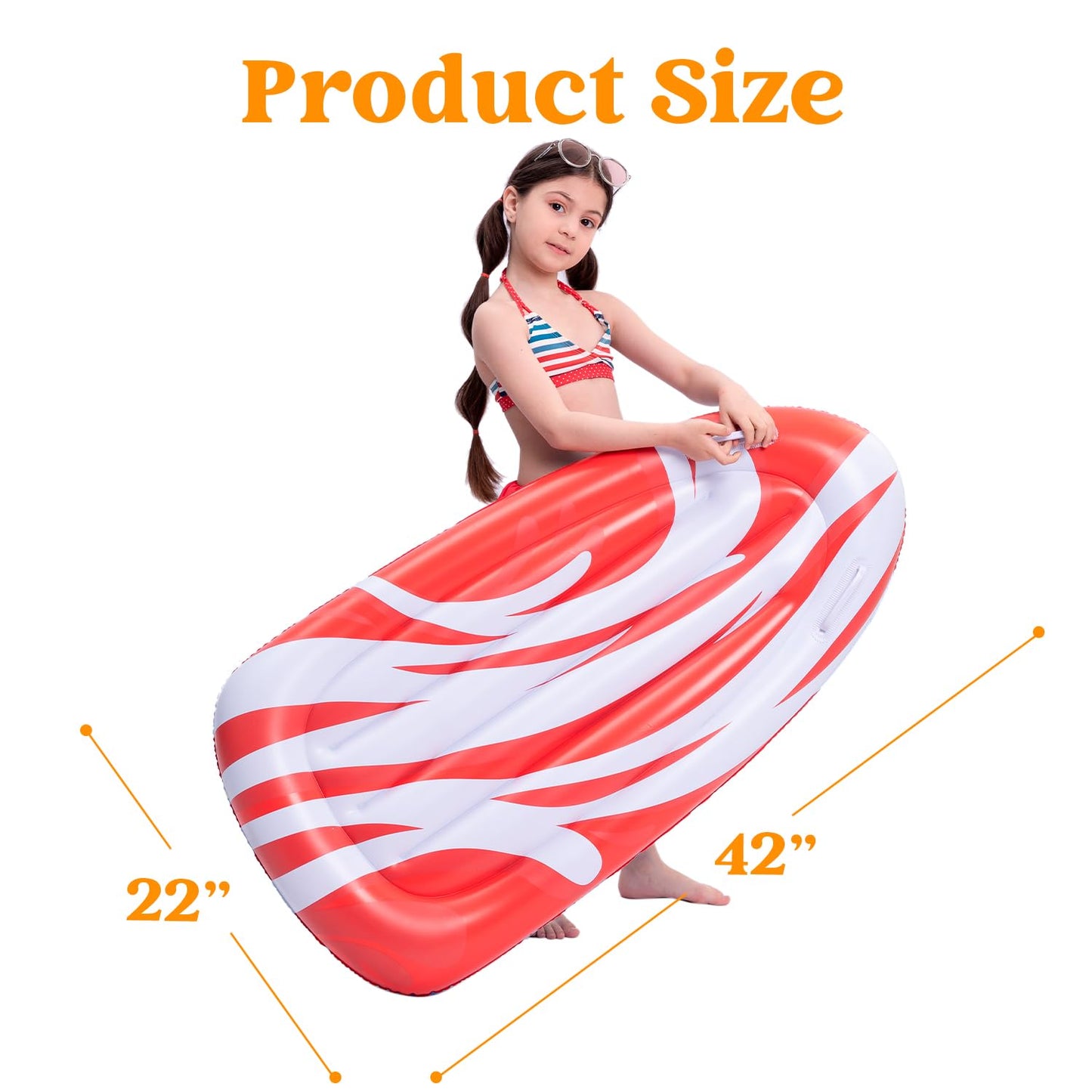 JOYIN 2-Pack Inflatable Body Boards for Pool - Red and Yellow Learn-to-Swim