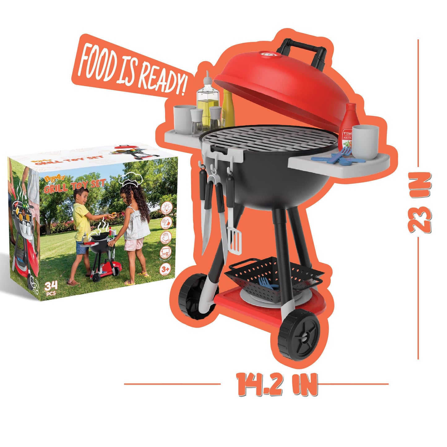 JOYIN Kitchen Toy Set & BBQ Grill — Interactive Cooking Play for Kids (Light & Sound)