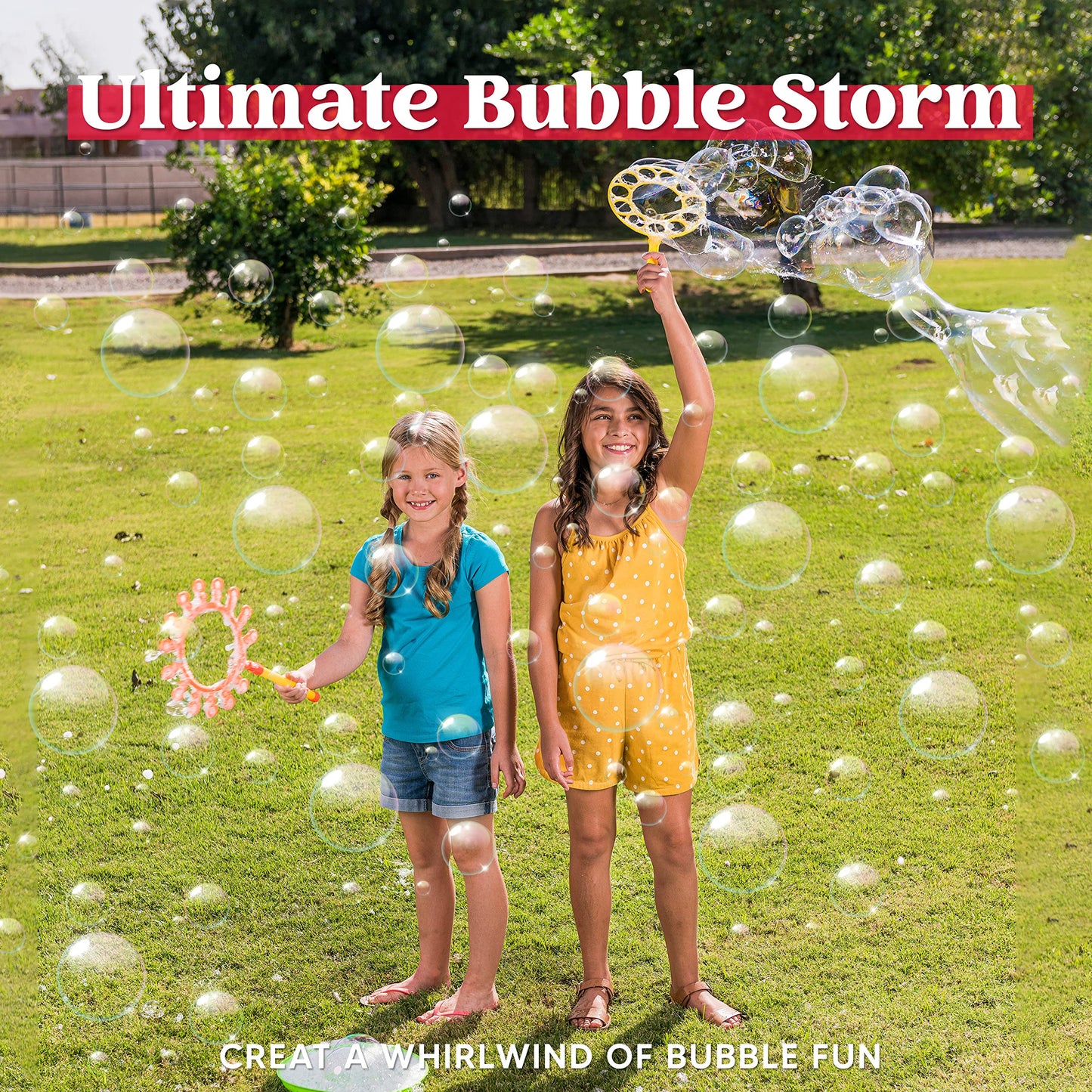 JOYIN Big Bubble Wands Set with Tray – 21-inch Giant Bubbles for Outdoor Fun, 6-Pcs Solution Included