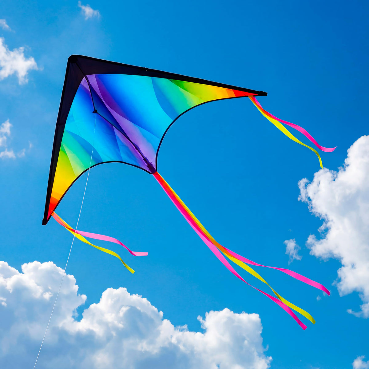 JOYIN Large Delta Kite Gradient Rainbow – Easy Fly with 328 ft String