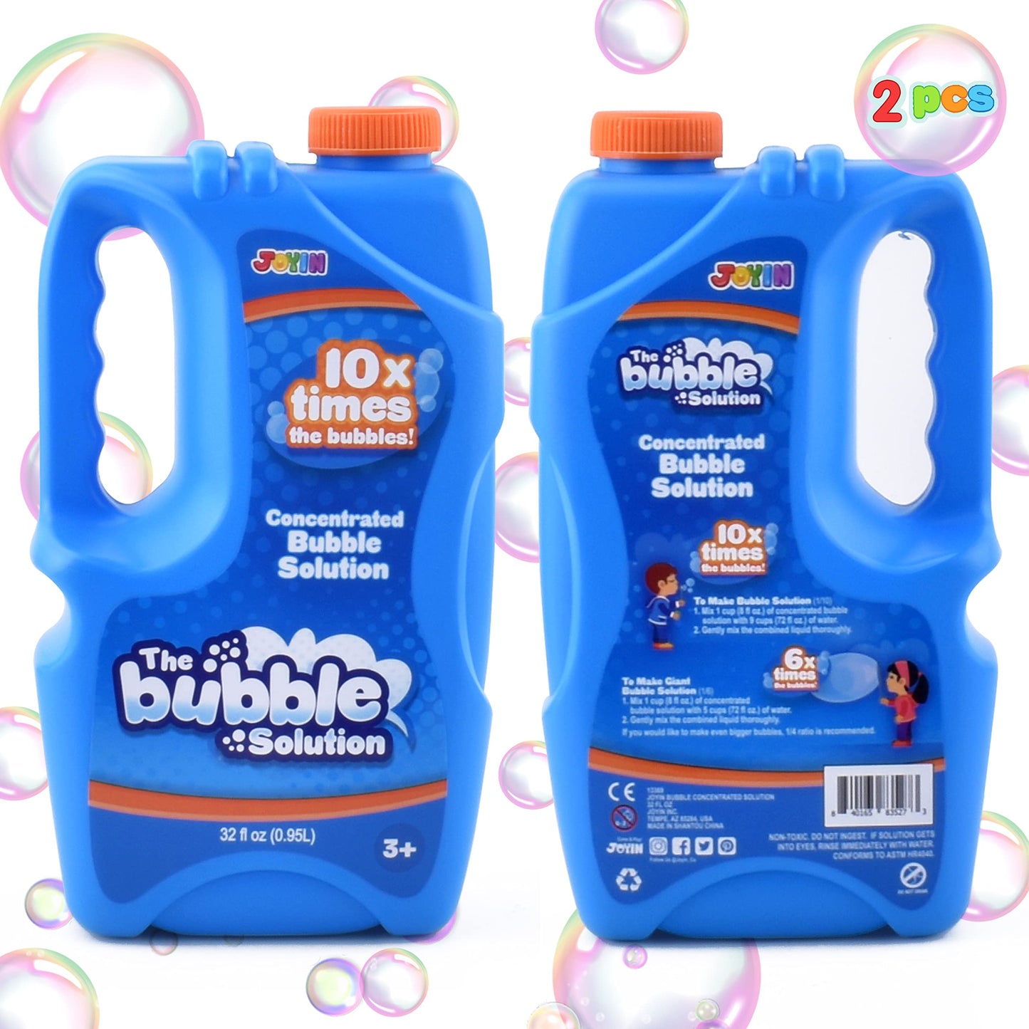 JOYIN 64oz Bubble Refill — 2 Bottles for Bubble Machines & Toys