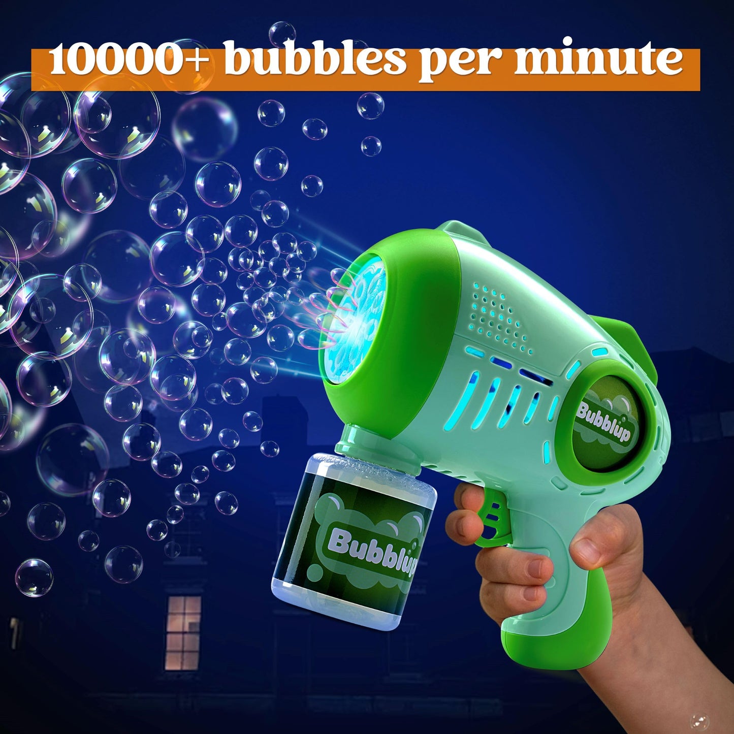 JOYIN 2 Kids Bubble Guns Set with 4 Bottles – LED Bubble Machine, 8-Hole Guns, 10,000+ Bubbles/Min
