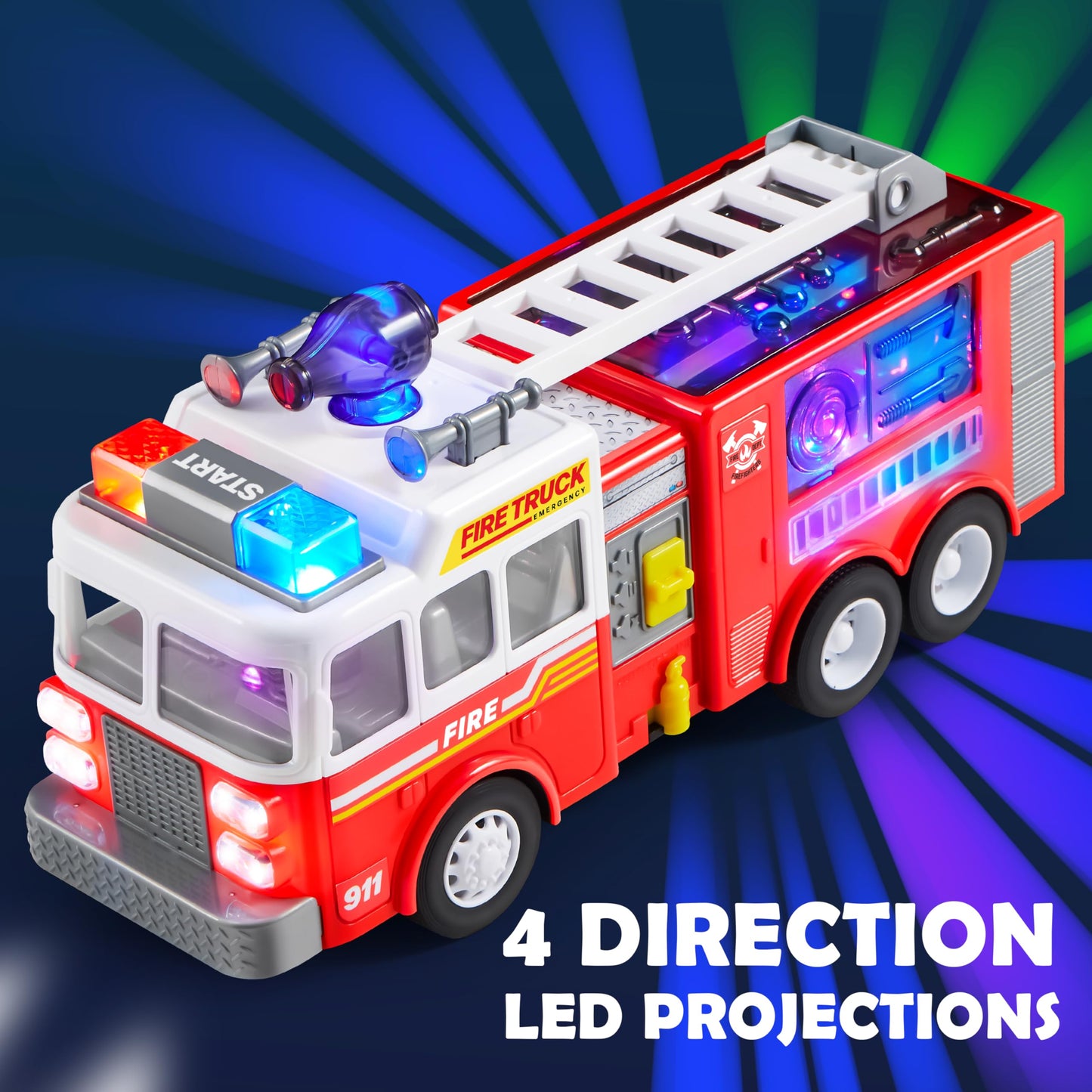 JOYIN LED Fire Truck Toy for Toddlers – Projections & Sirens