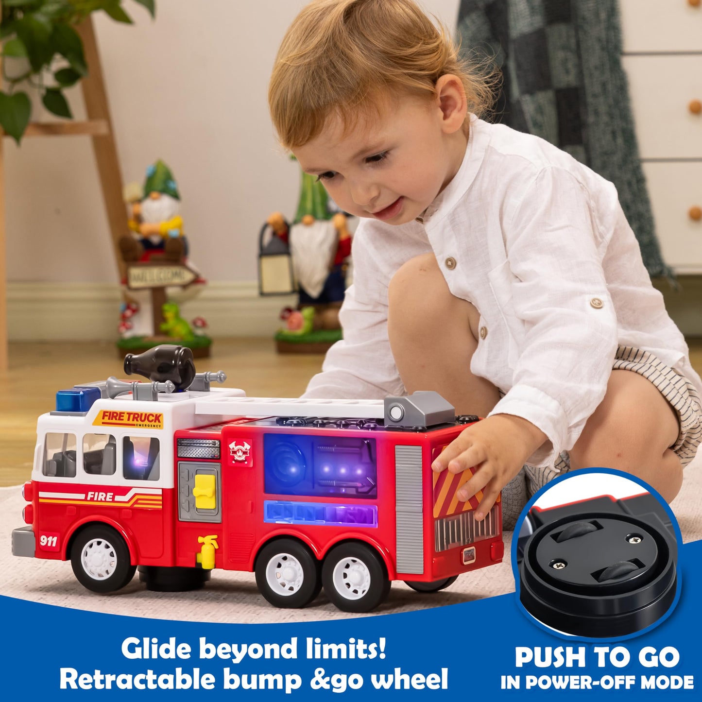JOYIN LED Fire Truck Toy for Toddlers – Projections & Sirens