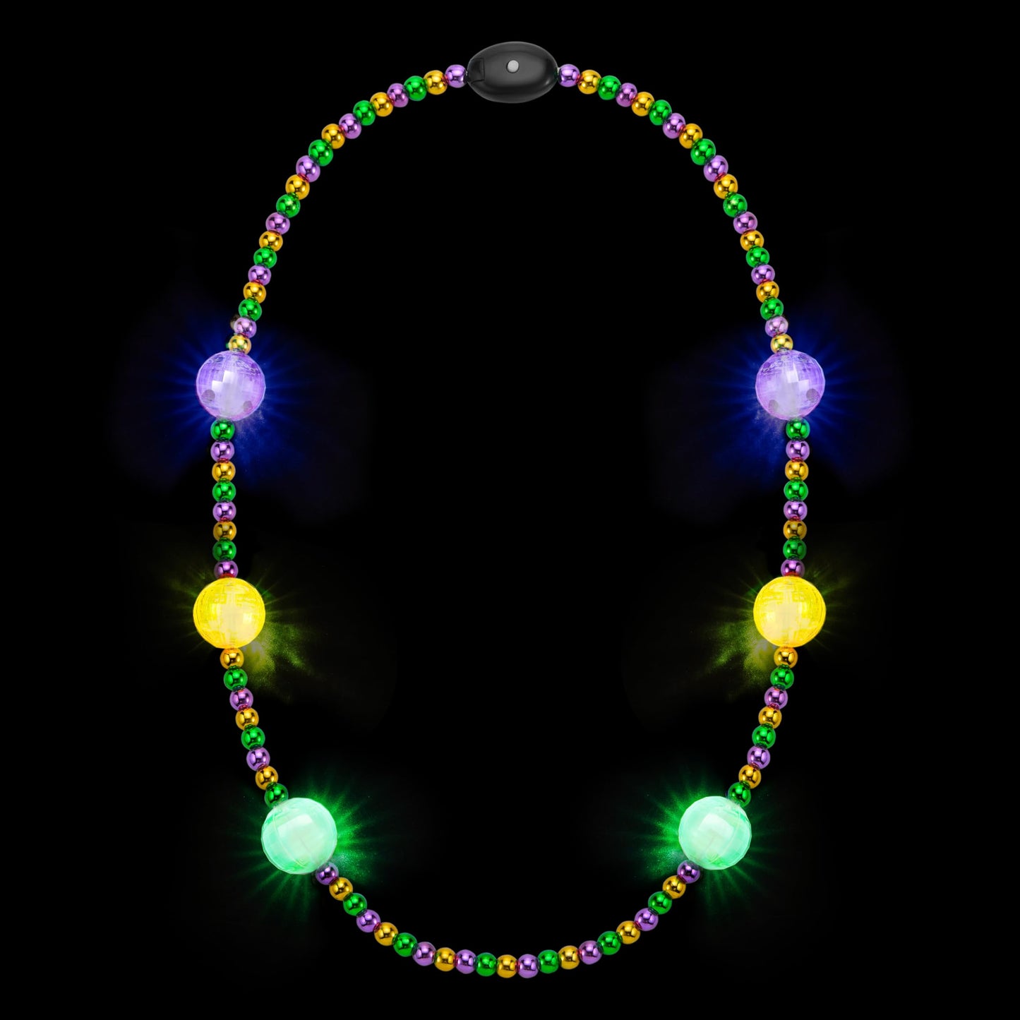 JOYIN 41-Inch LED Mardi Gras Jumbo Bead Necklace — Light Up Party Accessory in Gold Green Purple