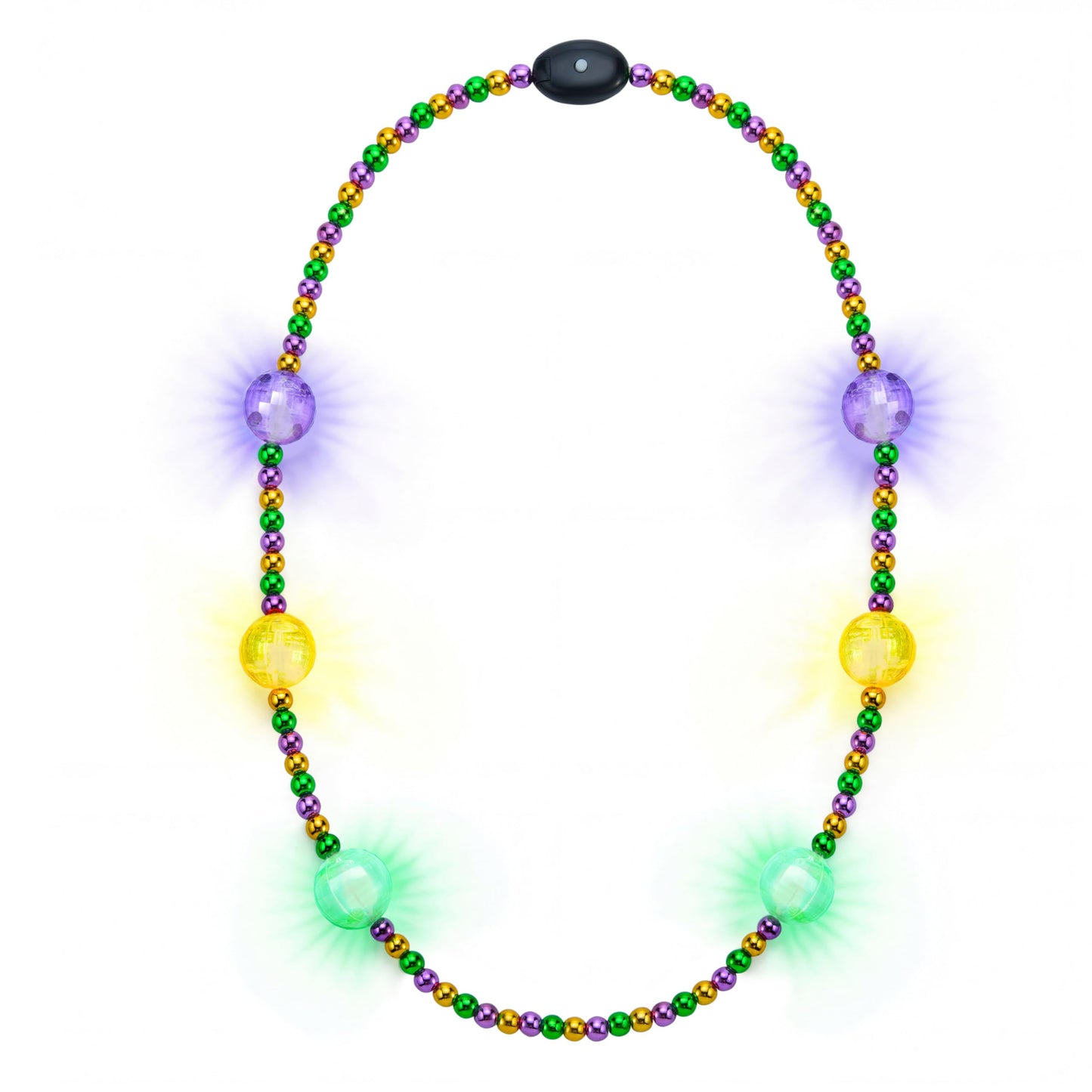 JOYIN 41-Inch LED Mardi Gras Jumbo Bead Necklace — Light Up Party Accessory in Gold Green Purple