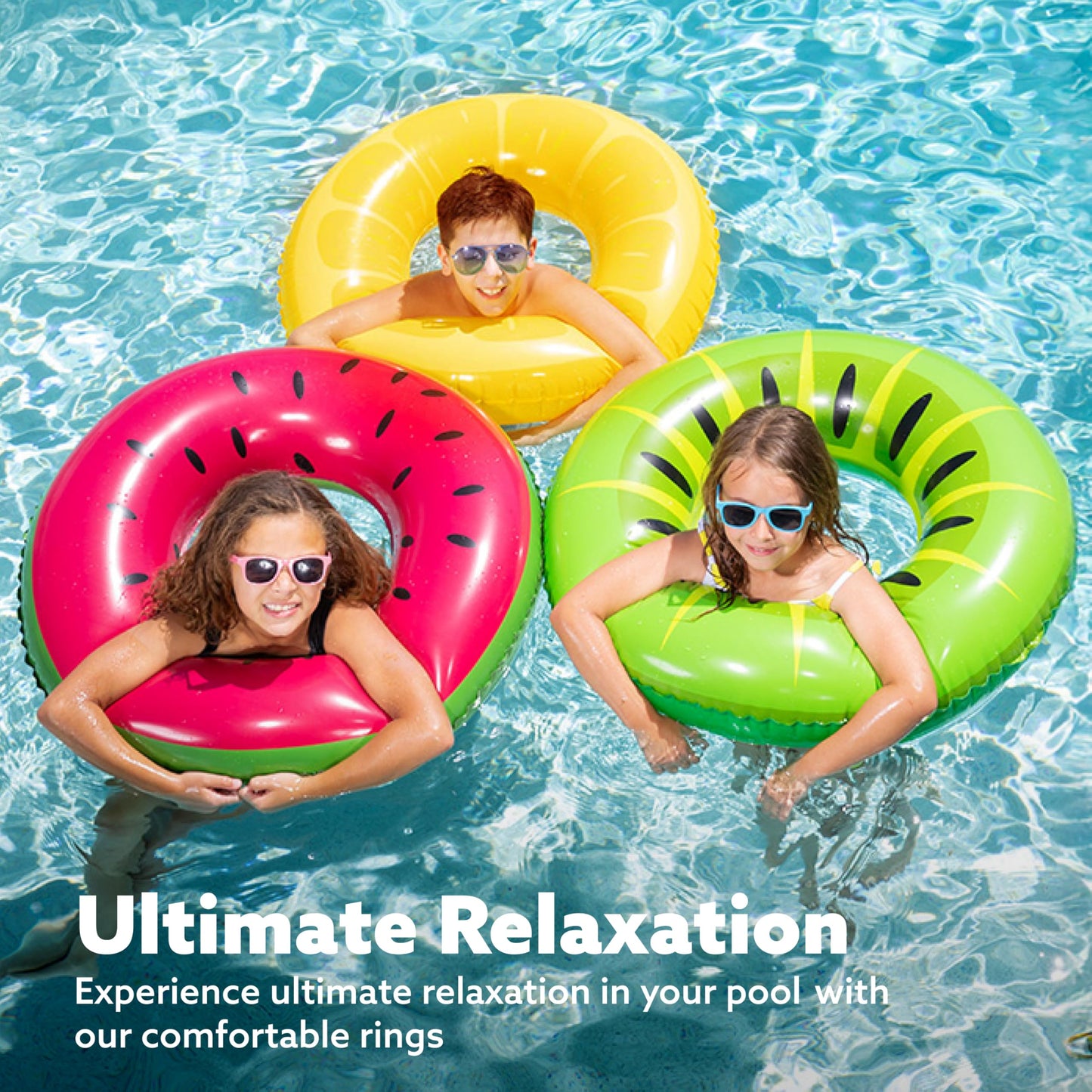 JOYIN Inflatable Swim Tube Raft (3 Pack) – Watermelon, Kiwi & Lemon Rings for Pool Parties