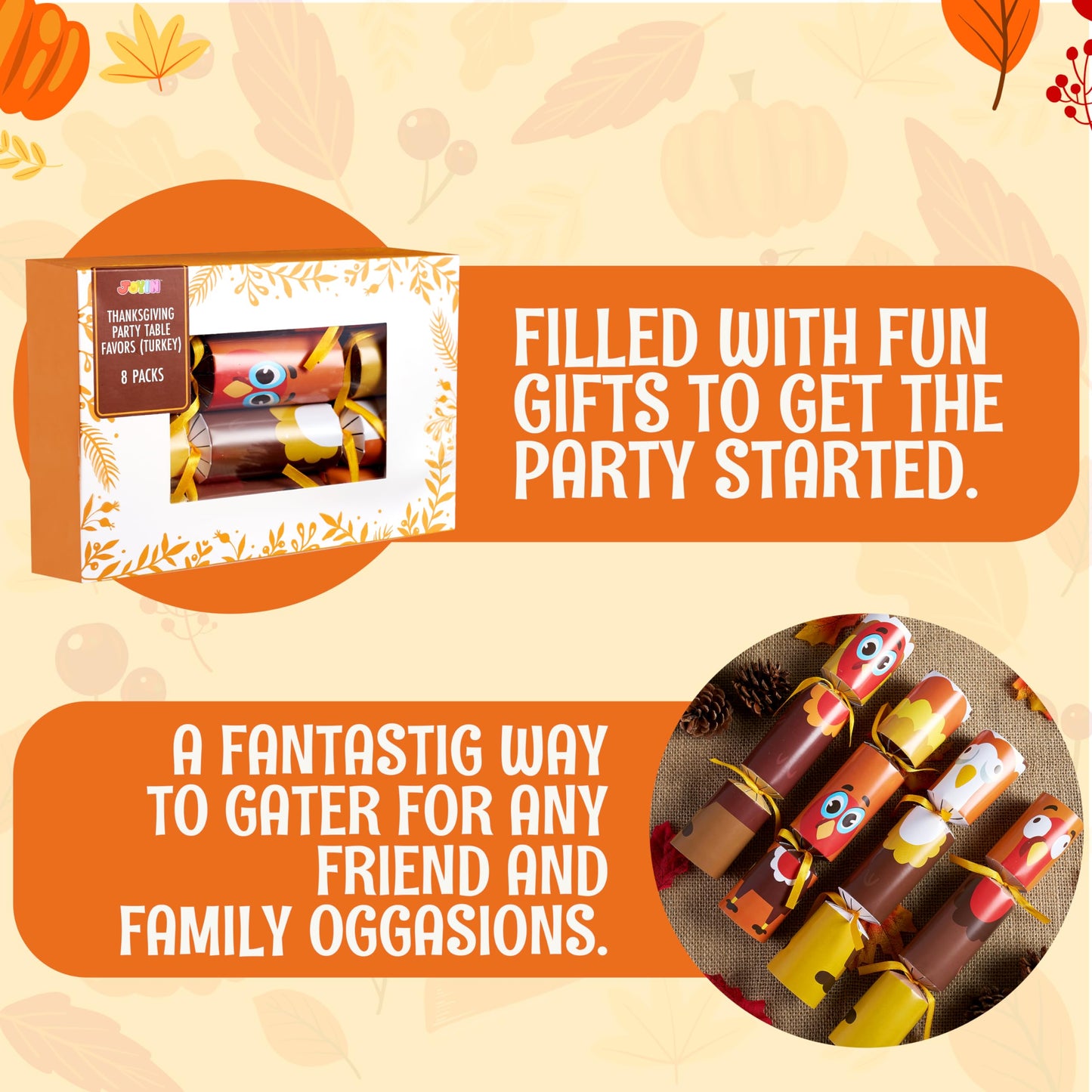 JOYIN 8-Pack Thanksgiving No-Snap Party Favors – Turkey Style Party Games & Gifts