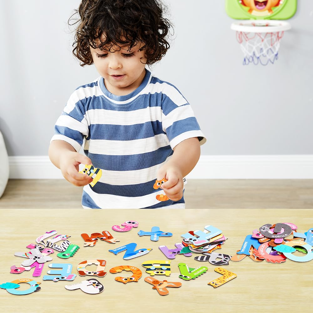 JOYIN Magnetic Letters: Animal Alphabet Fridge Magnets for Toddlers (Large Uppercase ABC)