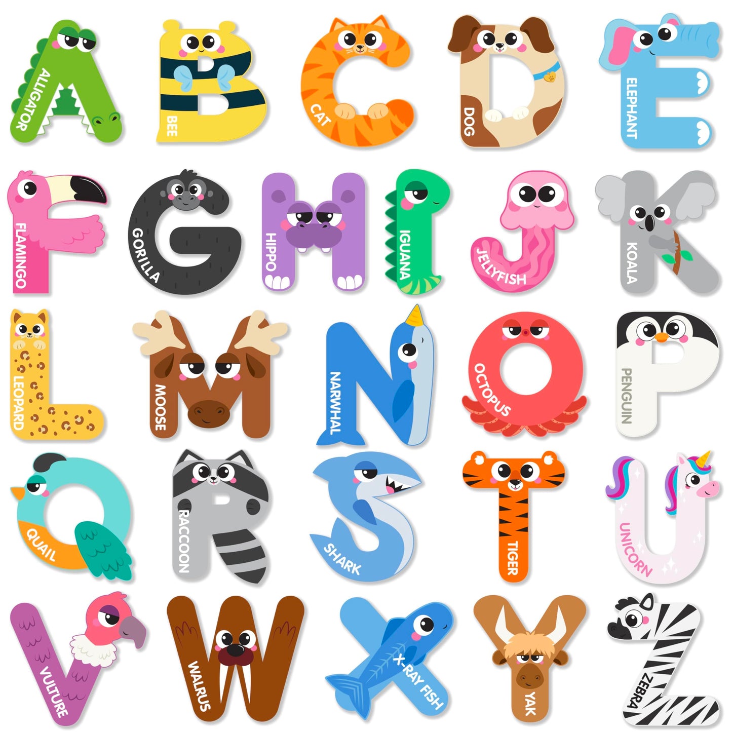 JOYIN Magnetic Letters: Animal Alphabet Fridge Magnets for Toddlers (Large Uppercase ABC)