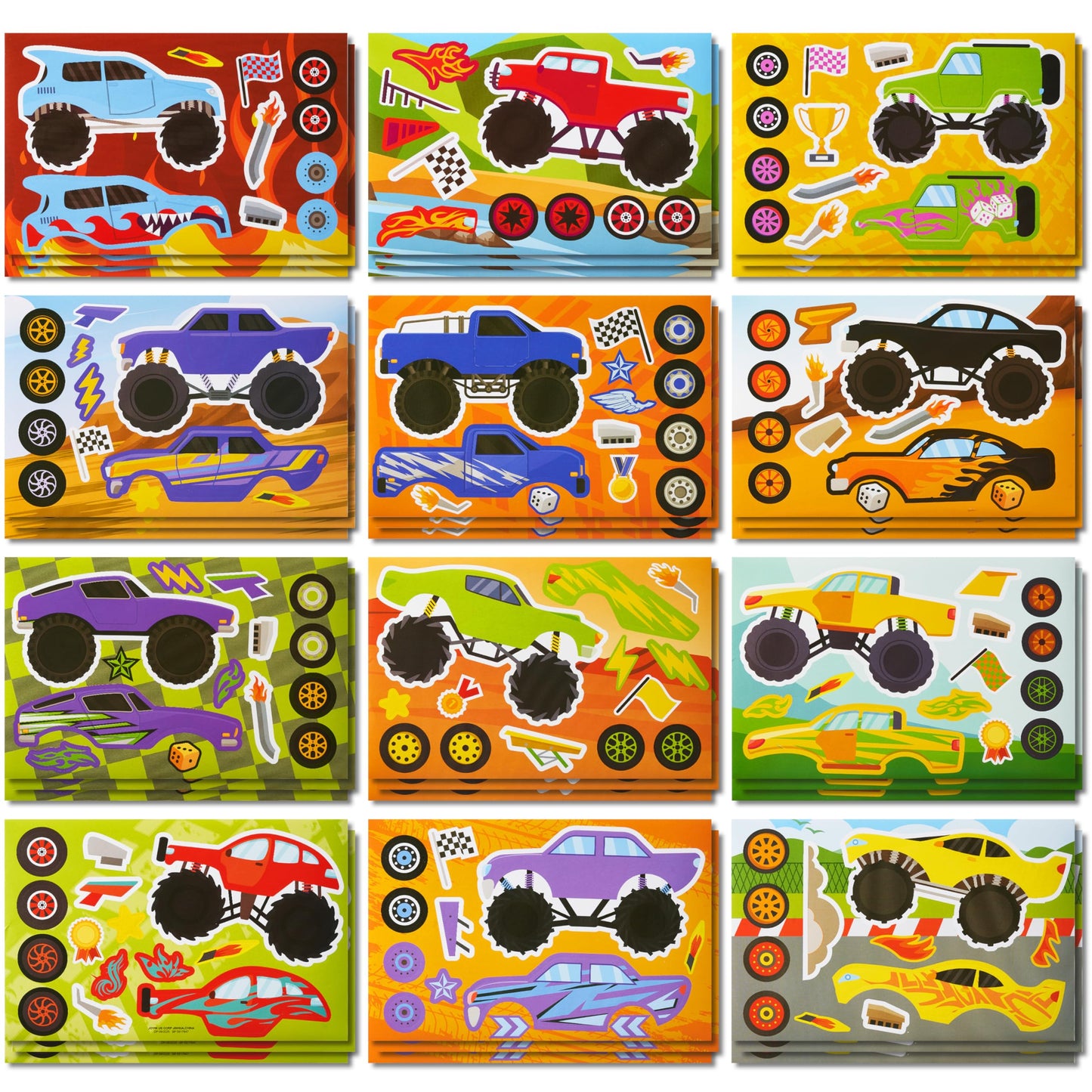 JOYIN Make-a-Face Stickers — 36 Sheets Monster Truck Faces for Parties & Crafts