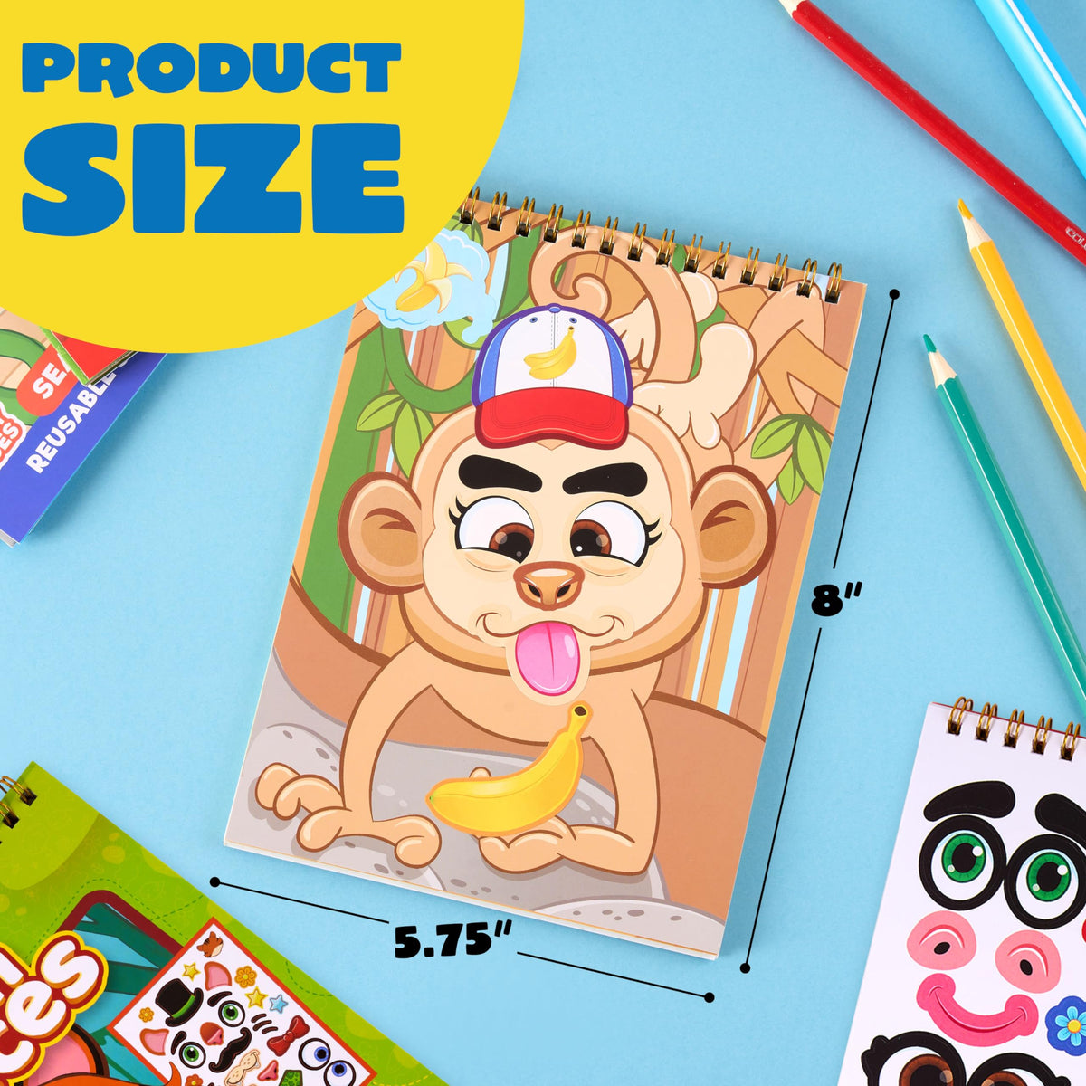 JOYIN Make-a-Face Reusable Sticker Books 3-Pack – Safari, Farm & Sea Animals