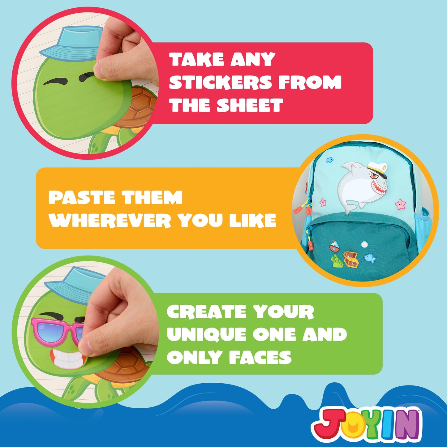JOYIN 24PCS Make a Face Sea Stickers for Kids – Ocean Animal Party Favors & Crafts