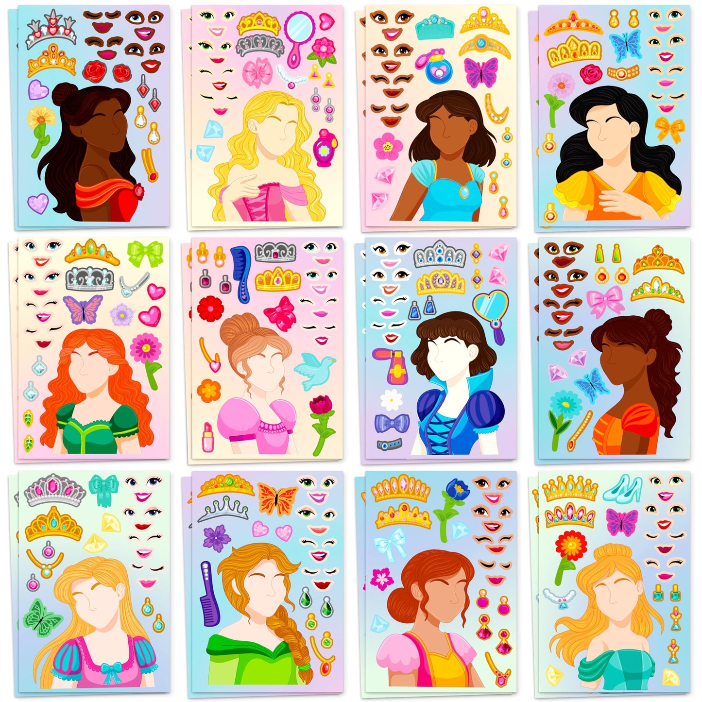JOYIN Make-a-Face Stickers – 24 Sheets for Princess Parties & Kids Crafts