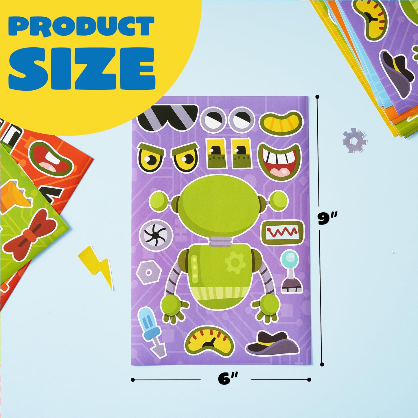 JOYIN Make-a-Face Stickers: 36 Sheets, 12 Designs for Kids’ Robots & Party Crafts