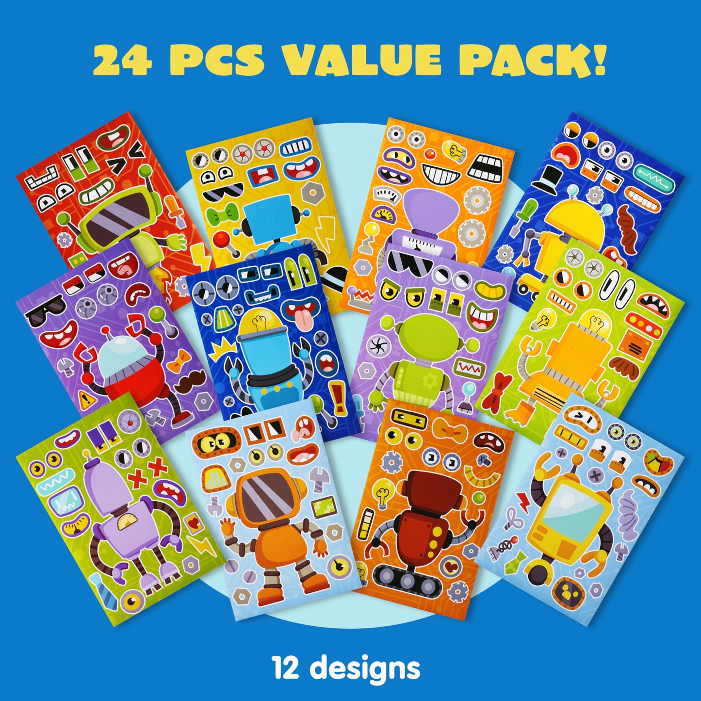 JOYIN Make-a-Face Stickers for Kids – 24 Sheets, 9x6 in, Mix & Match Face Sticker Kit
