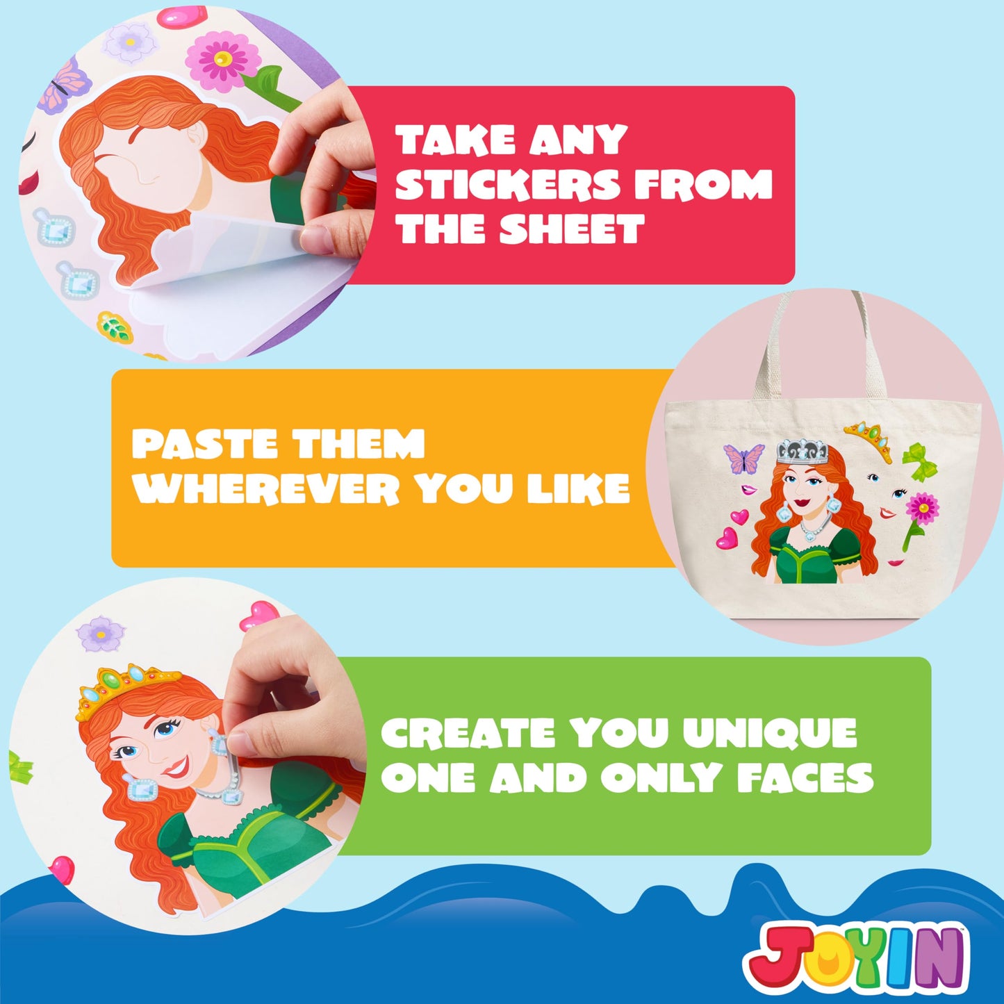 JOYIN Make-a-Face Stickers – 36 Sheets Princess Party Decor (9x6 in)
