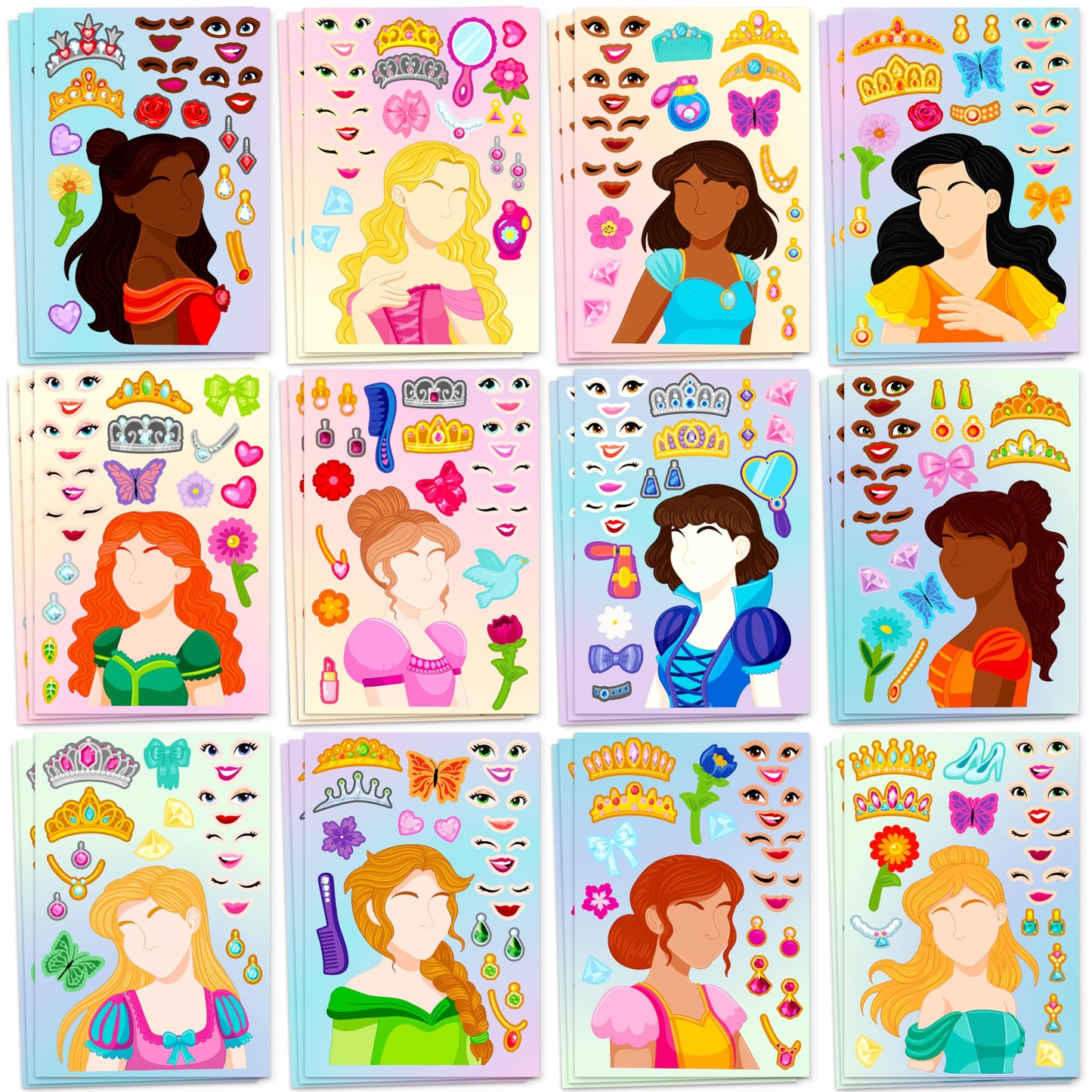 JOYIN Make-a-Face Stickers – 36 Sheets Princess Party Decor (9x6 in)