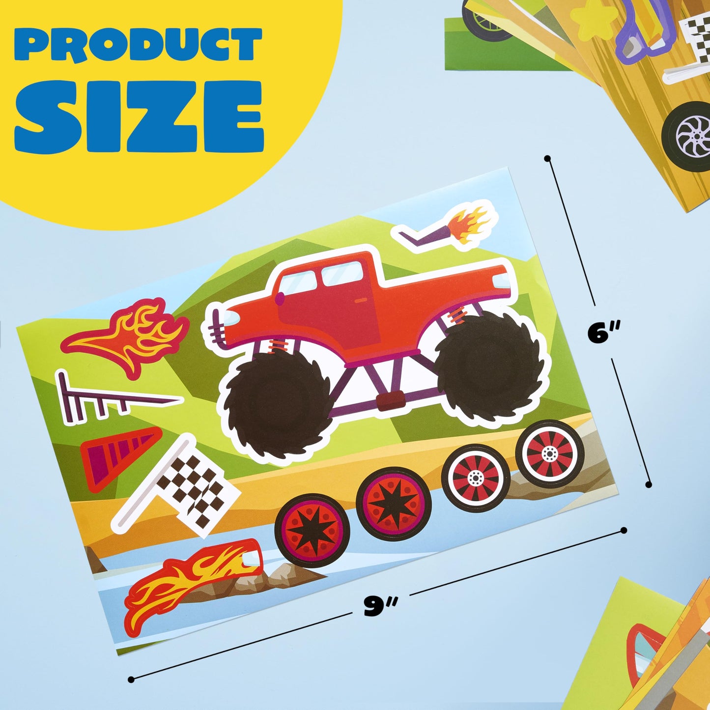 JOYIN Make-a-Face Stickers – 24 Sheets Monster Truck Party Crafts for Kids