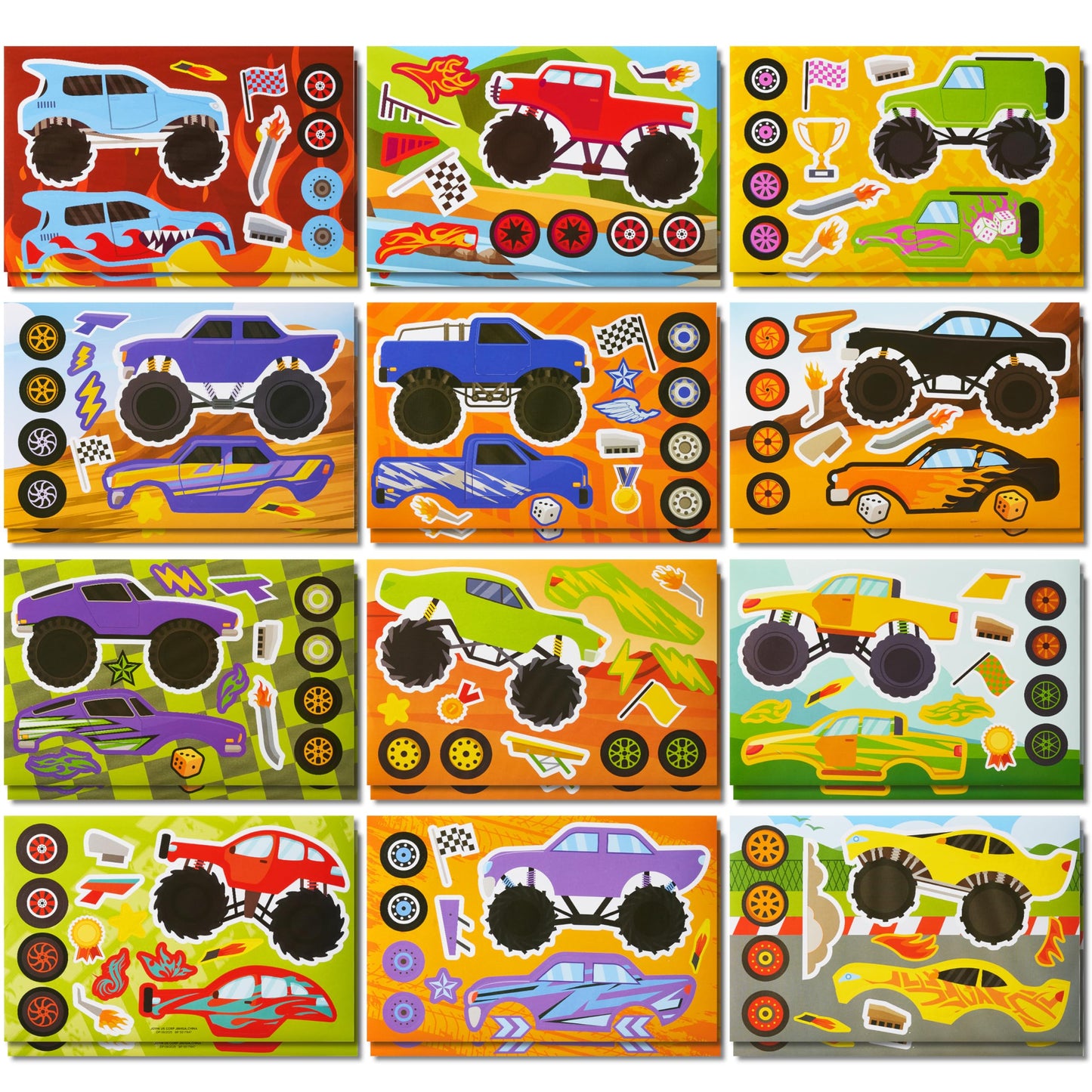 JOYIN Make-a-Face Stickers – 24 Sheets Monster Truck Party Crafts for Kids