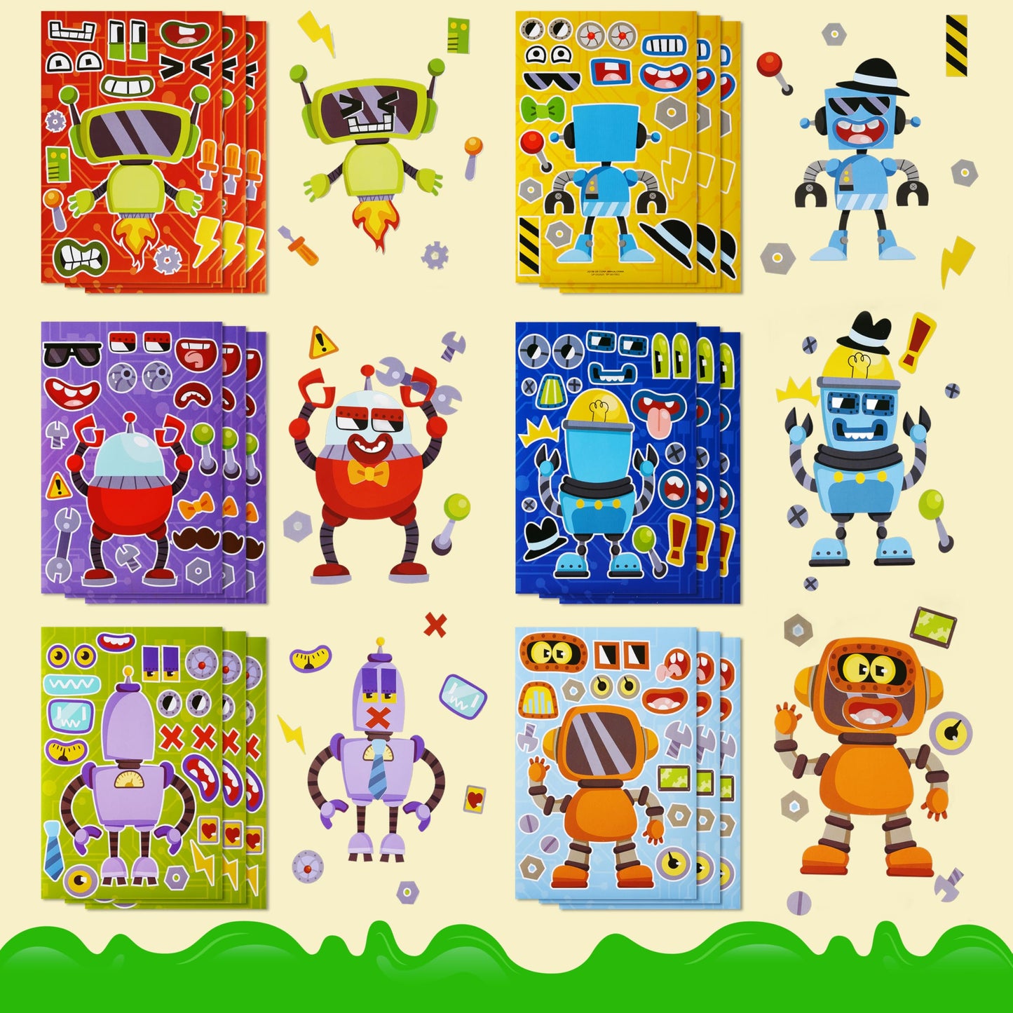 JOYIN Make-a-Face Stickers: 36 Sheets, 12 Designs for Kids’ Robots & Party Crafts