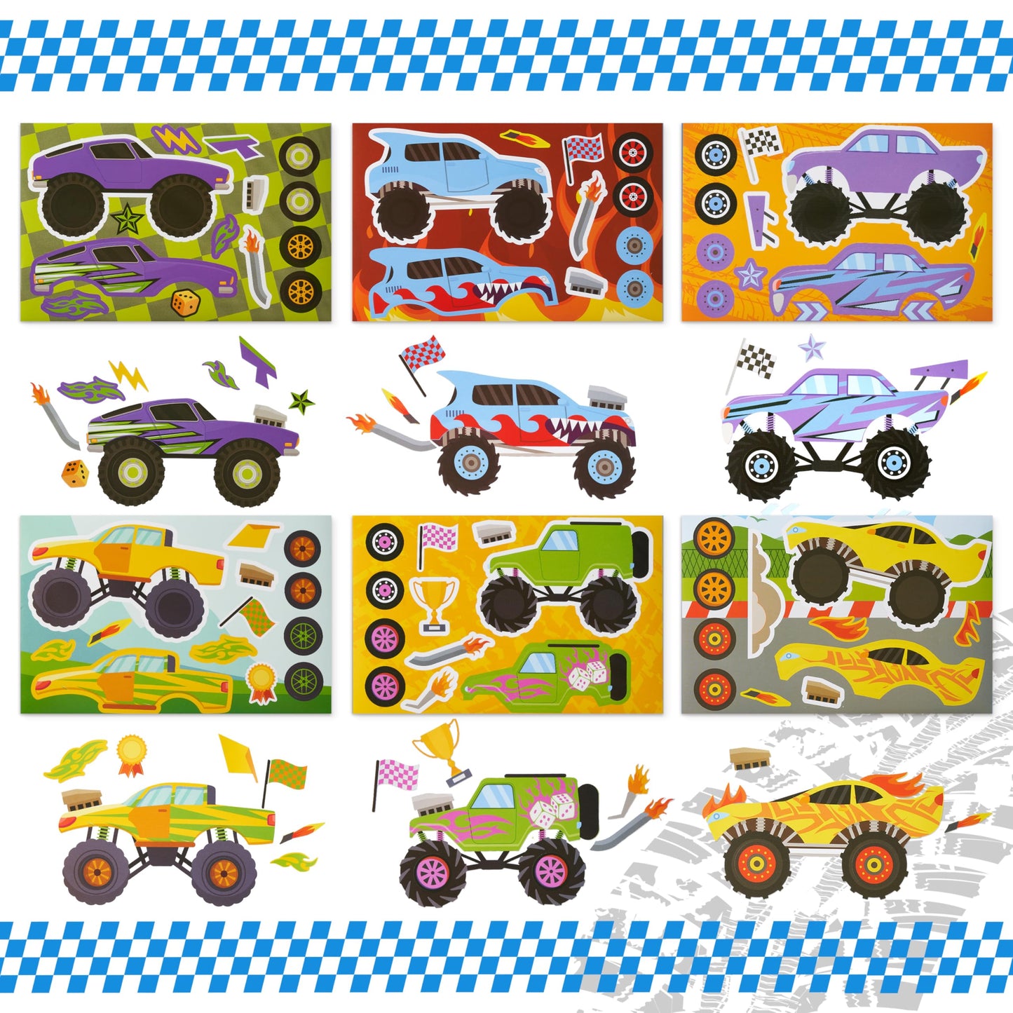JOYIN Make-a-Face Stickers – 24 Sheets Monster Truck Party Crafts for Kids