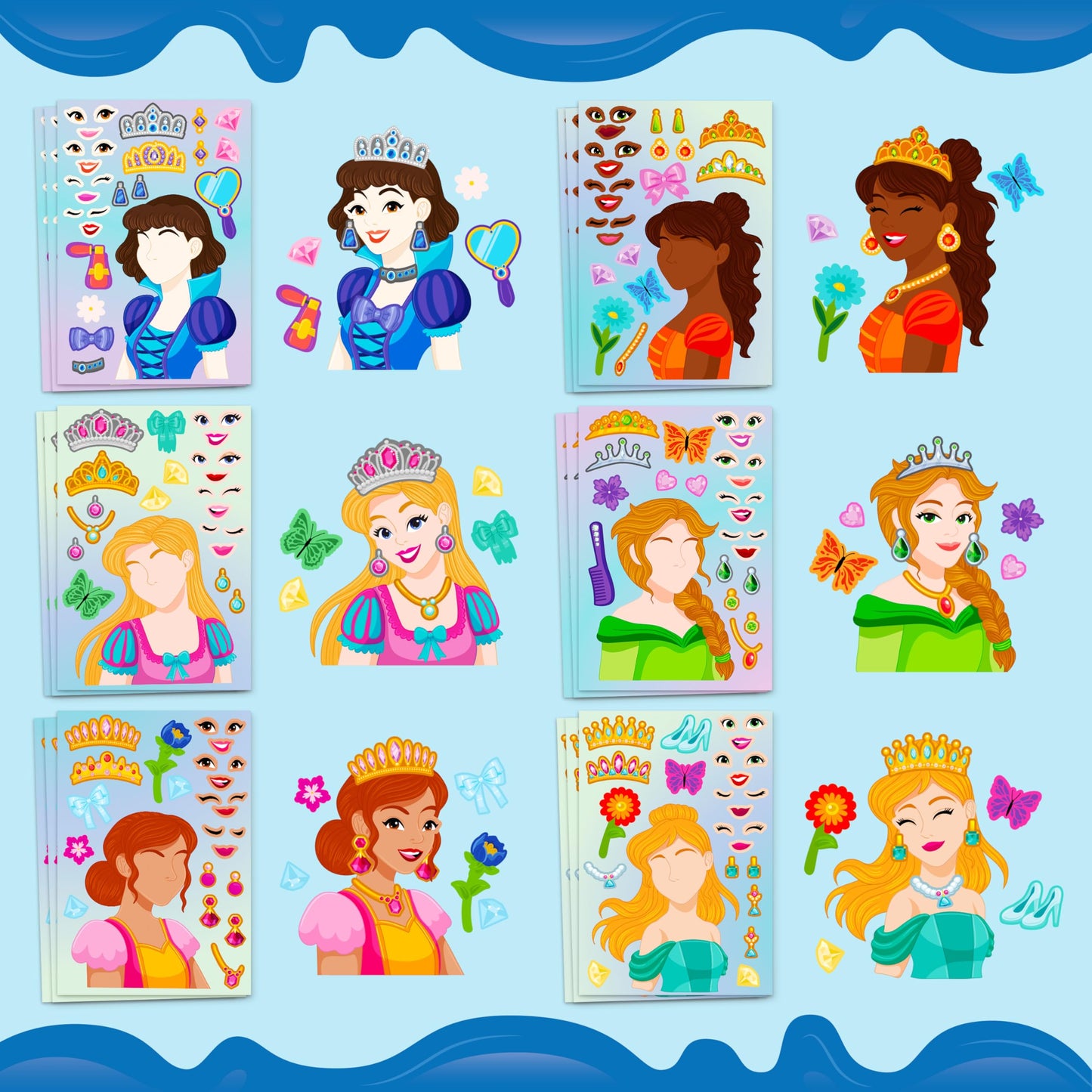 JOYIN Make-a-Face Stickers – 36 Sheets Princess Party Decor (9x6 in)