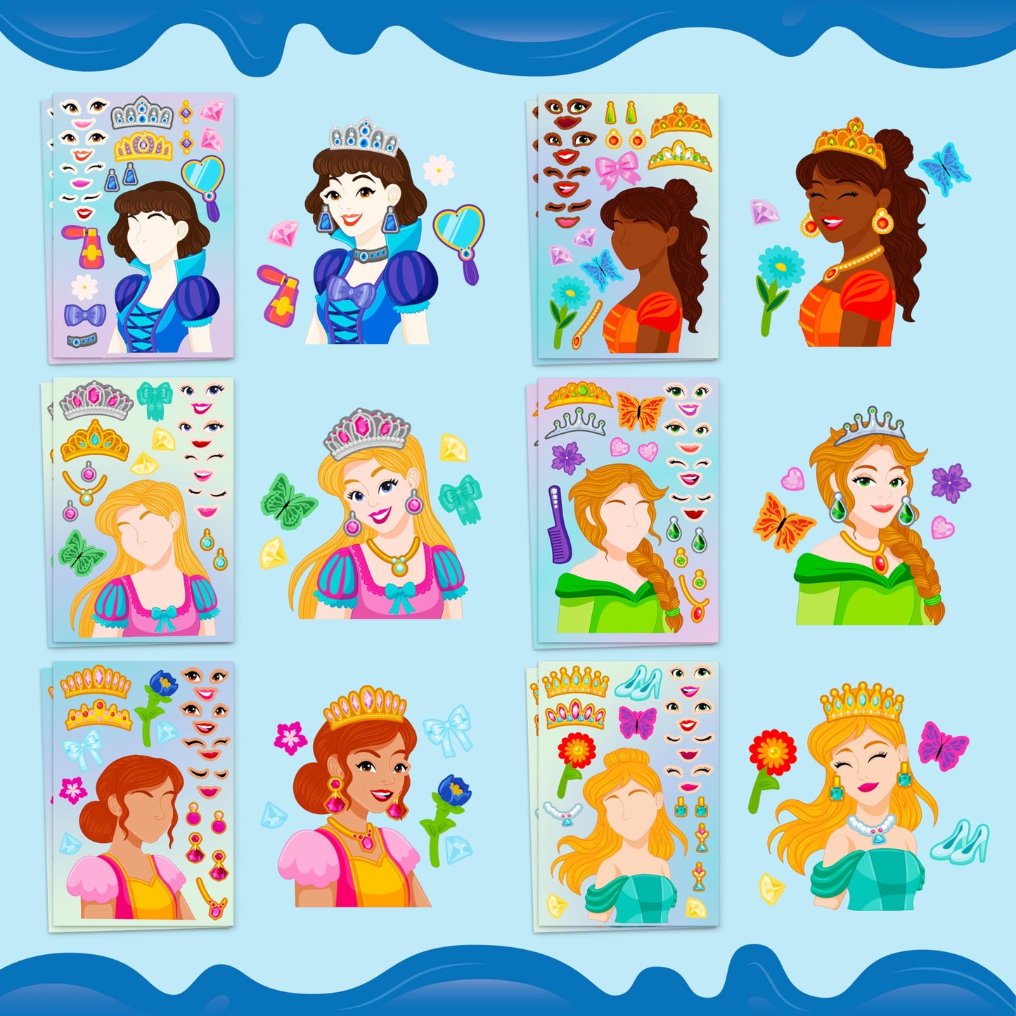 JOYIN Make-a-Face Stickers – 24 Sheets for Princess Parties & Kids Crafts