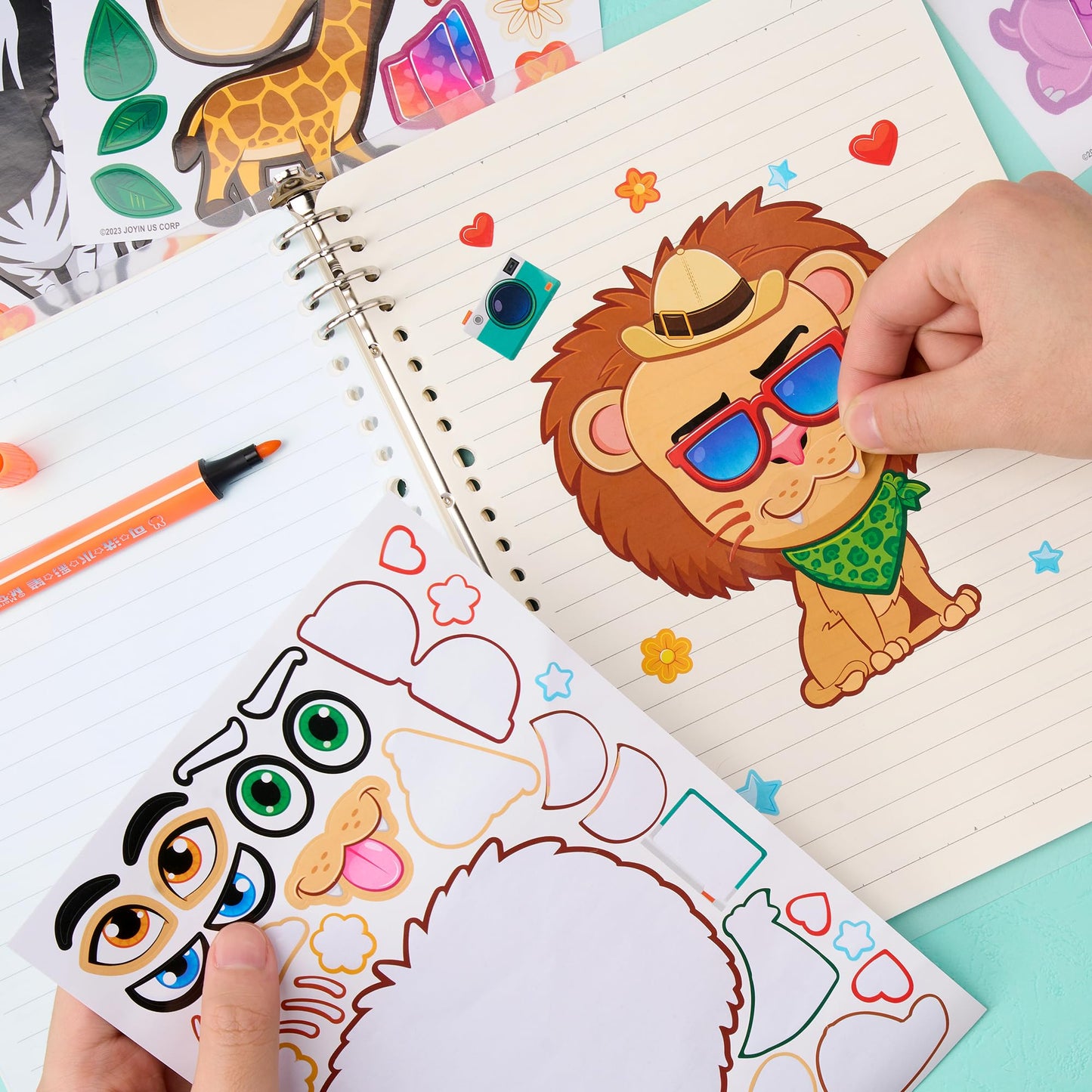 JOYIN 24-Pack Make a Face Stickers – Safari Jungle Animals for Kids, Party Favors & Crafts