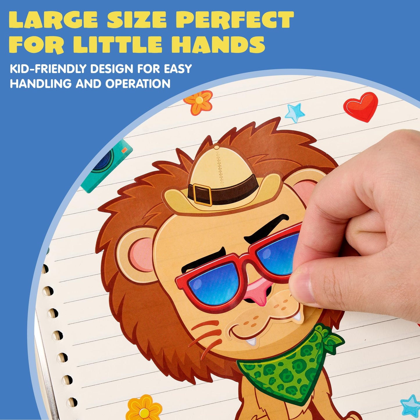 JOYIN 24-Pack Make a Face Stickers – Safari Jungle Animals for Kids, Party Favors & Crafts