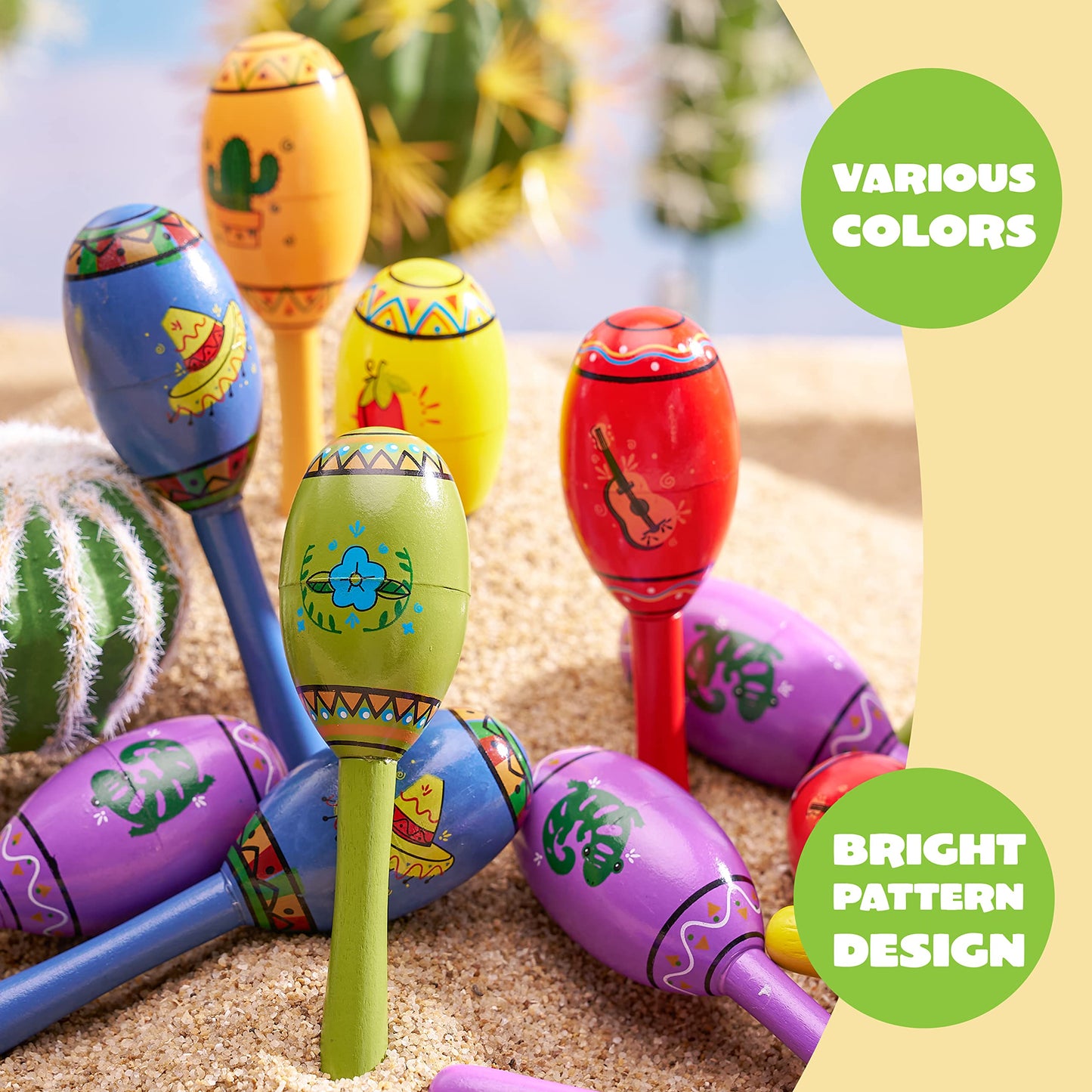 JOYIN 24 Mini Wooden Fiesta Maracas – 6-Color Noisemaker Set for Parties and Kids