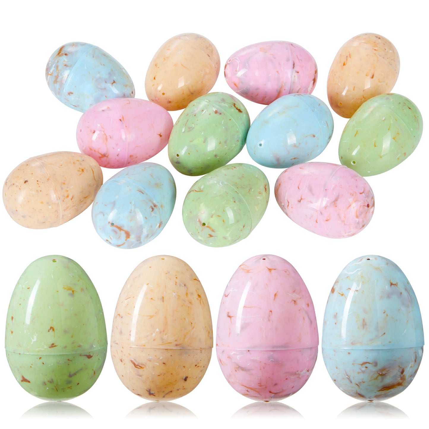 JOYIN 12 Pack Marble Printed Easter Eggs – Fillable Plastic Eggs for Easter Hunt, Decor & Favors