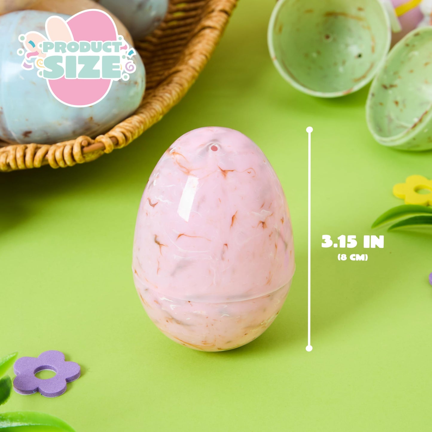 JOYIN 12 Pack Marble Printed Easter Eggs – Fillable Plastic Eggs for Easter Hunt, Decor & Favors