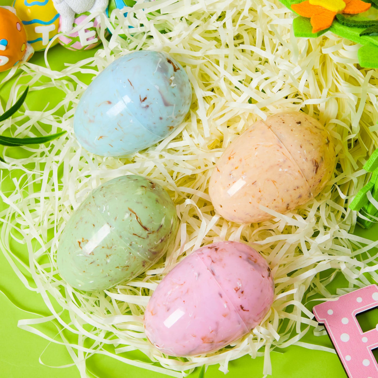 JOYIN 12 Pack Marble Printed Easter Eggs – Fillable Plastic Eggs for Easter Hunt, Decor & Favors