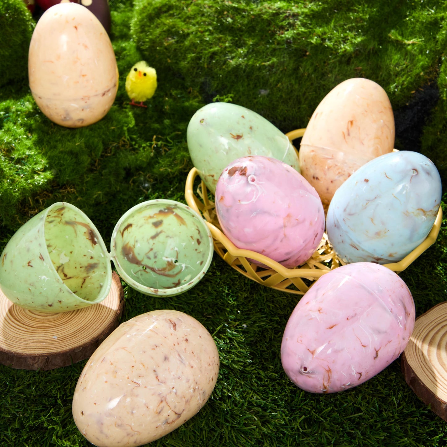 JOYIN 12 Pack Marble Printed Easter Eggs – Fillable Plastic Eggs for Easter Hunt, Decor & Favors