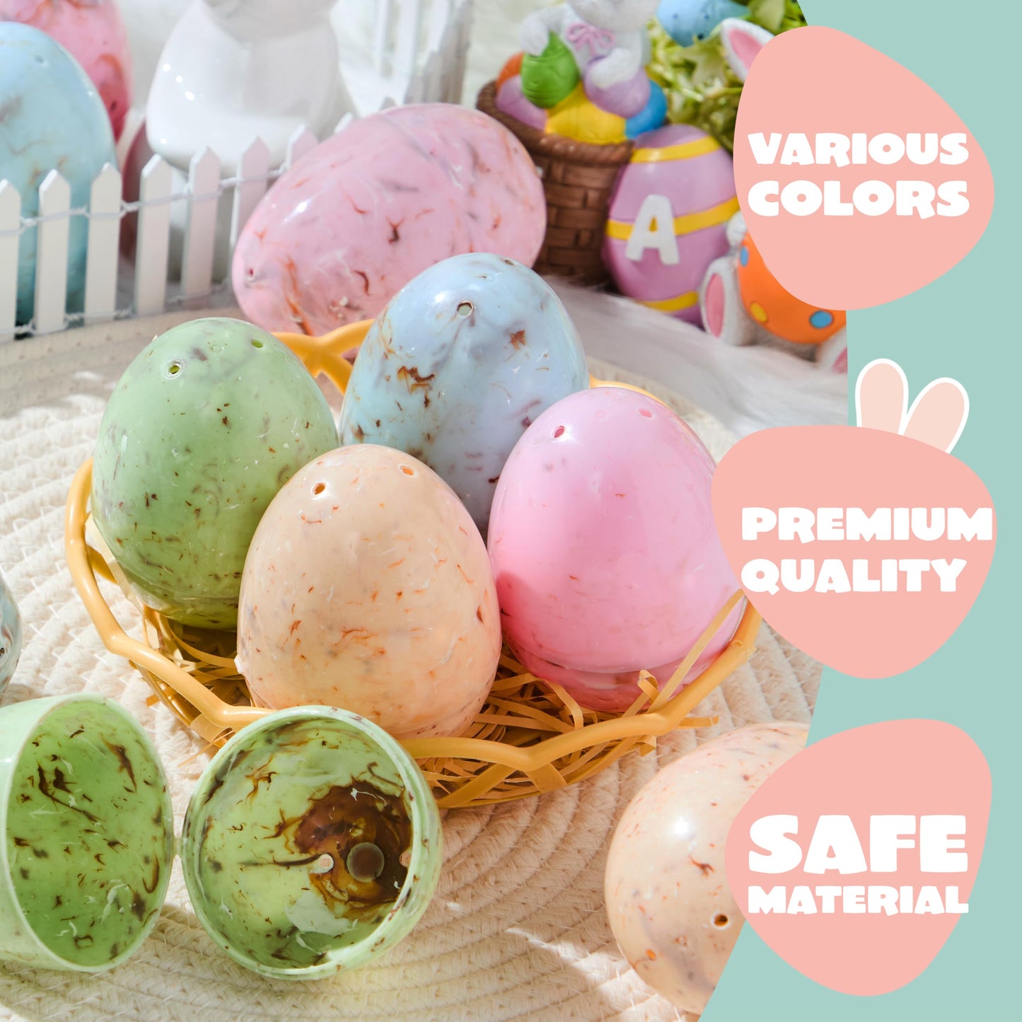 JOYIN 12 Pack Marble Printed Easter Eggs – Fillable Plastic Eggs for Easter Hunt, Decor & Favors