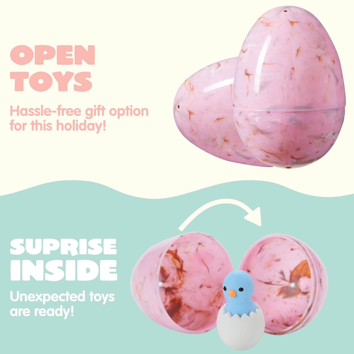 JOYIN 12 Pack Marble Printed Easter Eggs – Fillable Plastic Eggs for Easter Hunt, Decor & Favors