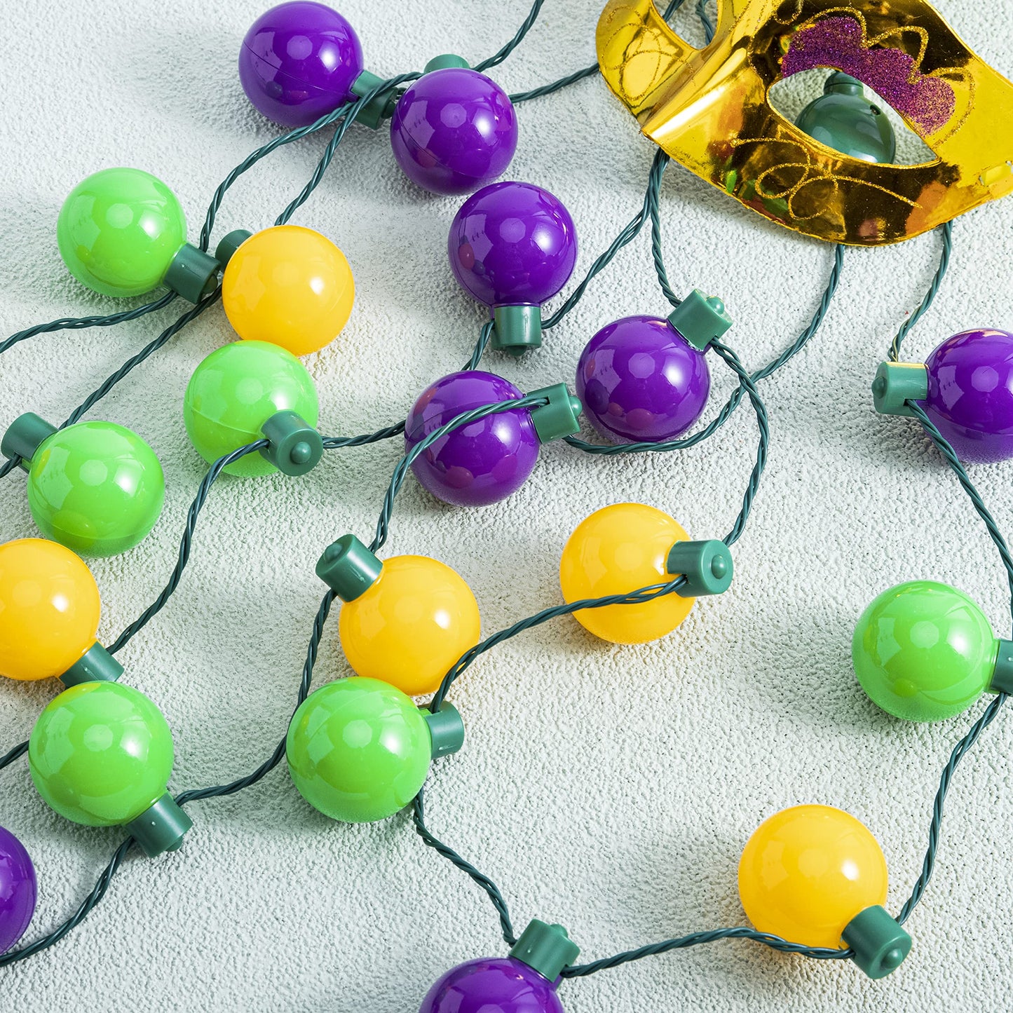 JOYIN 3-Piece Mardi Gras LED Necklace Set | 6 Modes in Green, Purple & Gold for Parties & Costumes
