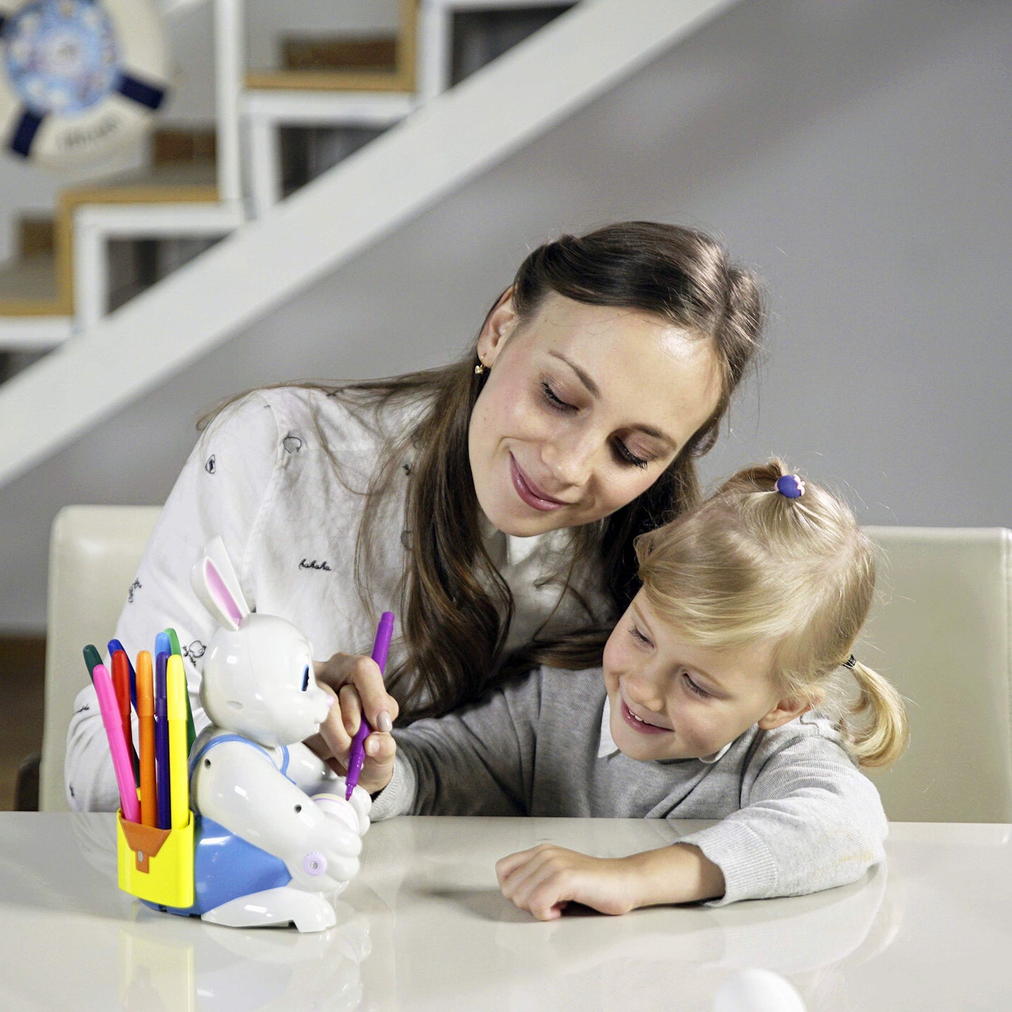 JOYIN Motorized Easter Egg Decorator Kit — Busy Bunny Spinner with 10 Non-Toxic Markers