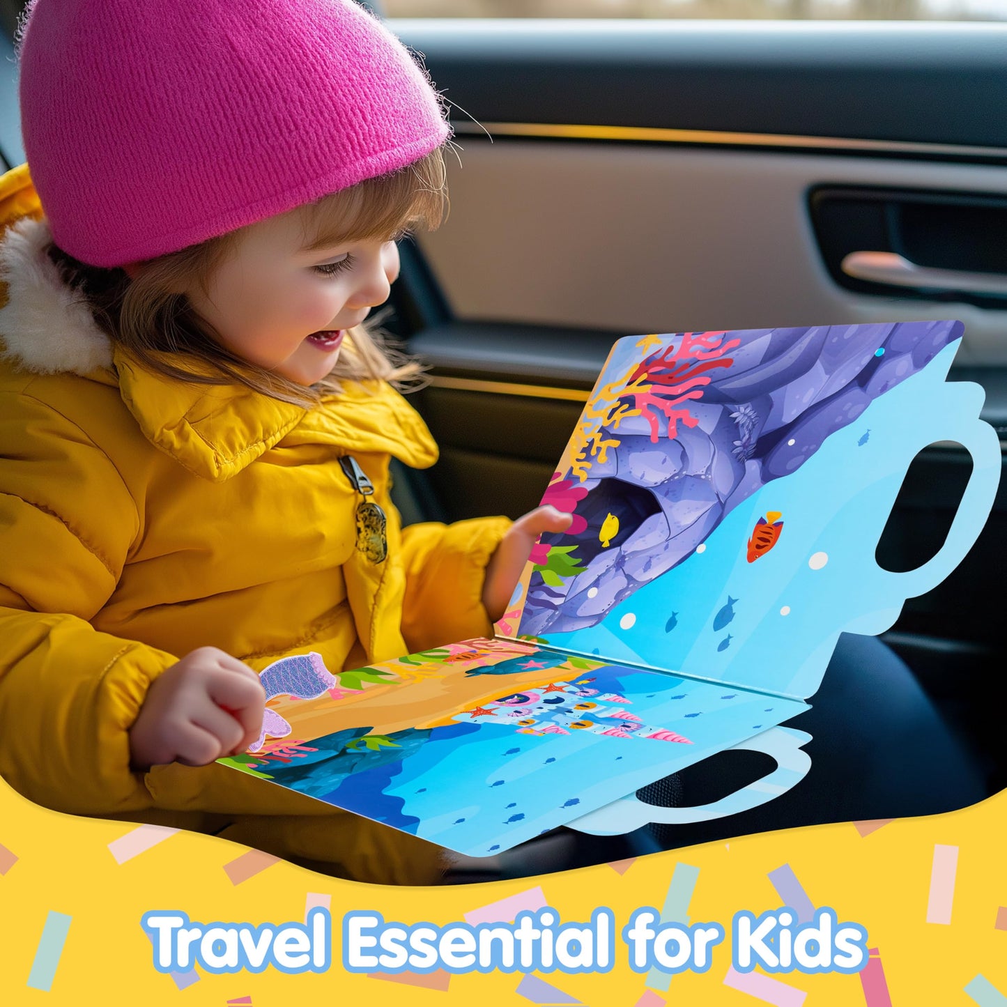 JOYIN Mermaid Dress-Up Reusable Sticker Book for Toddlers – 3D Travel Activity for Kids Aged 3–5