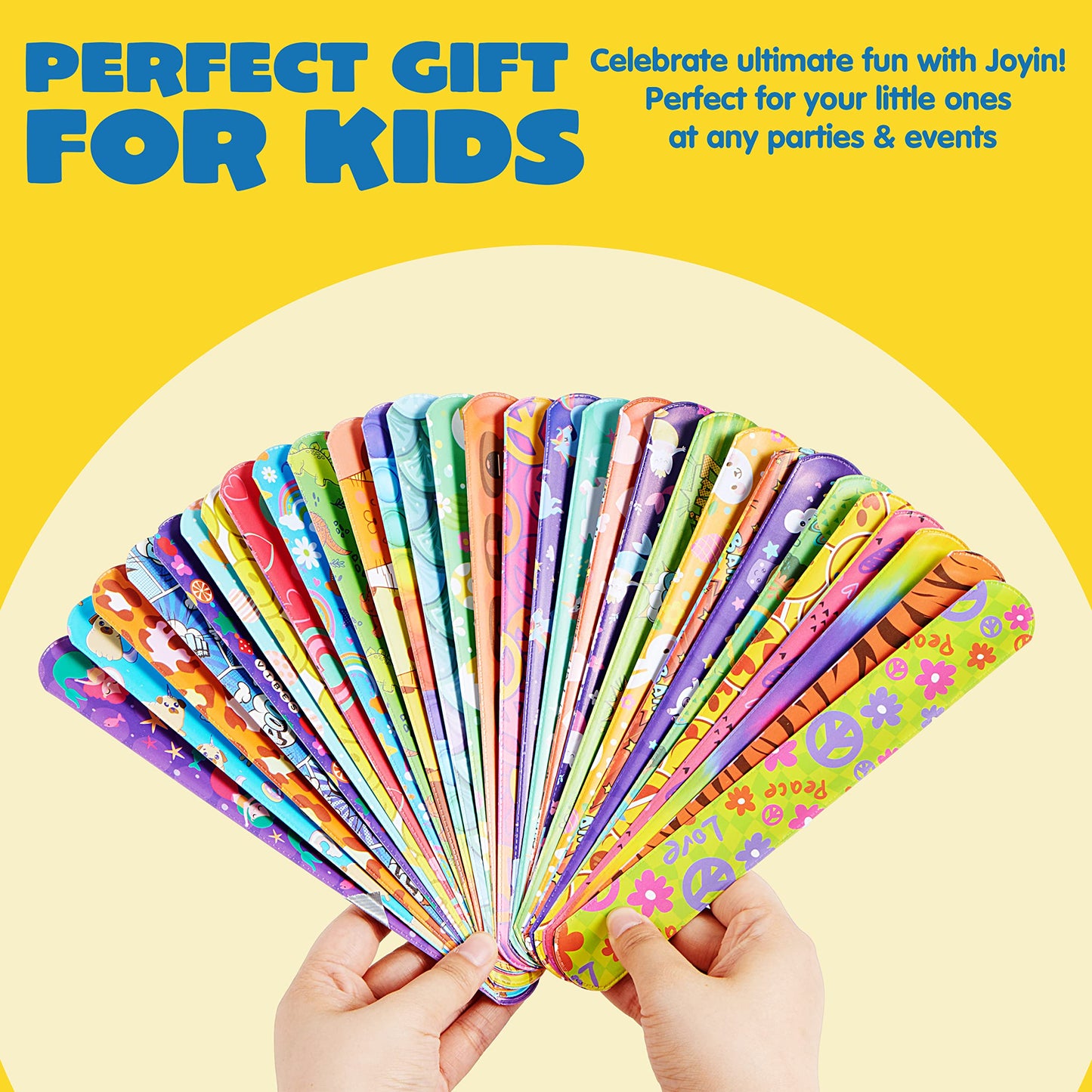 JOYIN 288 Pcs Valentine Slap Bracelets for Kids – 36 Designs, Party Favors