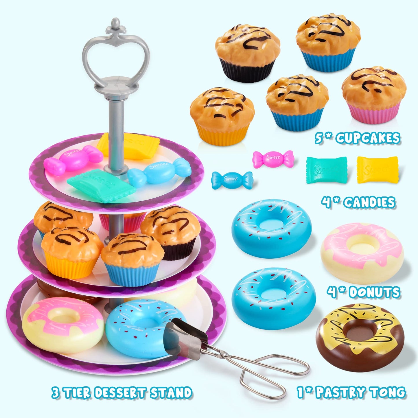 JOYIN Mermaid Tea Party Set – 35Pcs Pretend Tin Teapot Kit for Kids