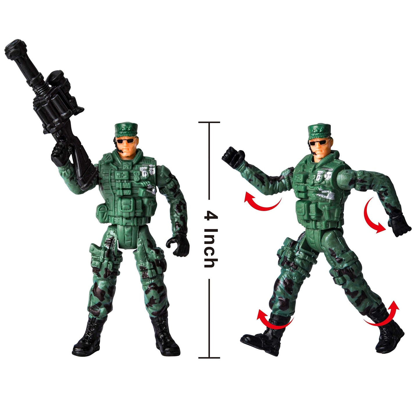 JOYIN Military Vehicles Toy Set – Friction-Powered Helicopter with Lights & Siren, Army Figures
