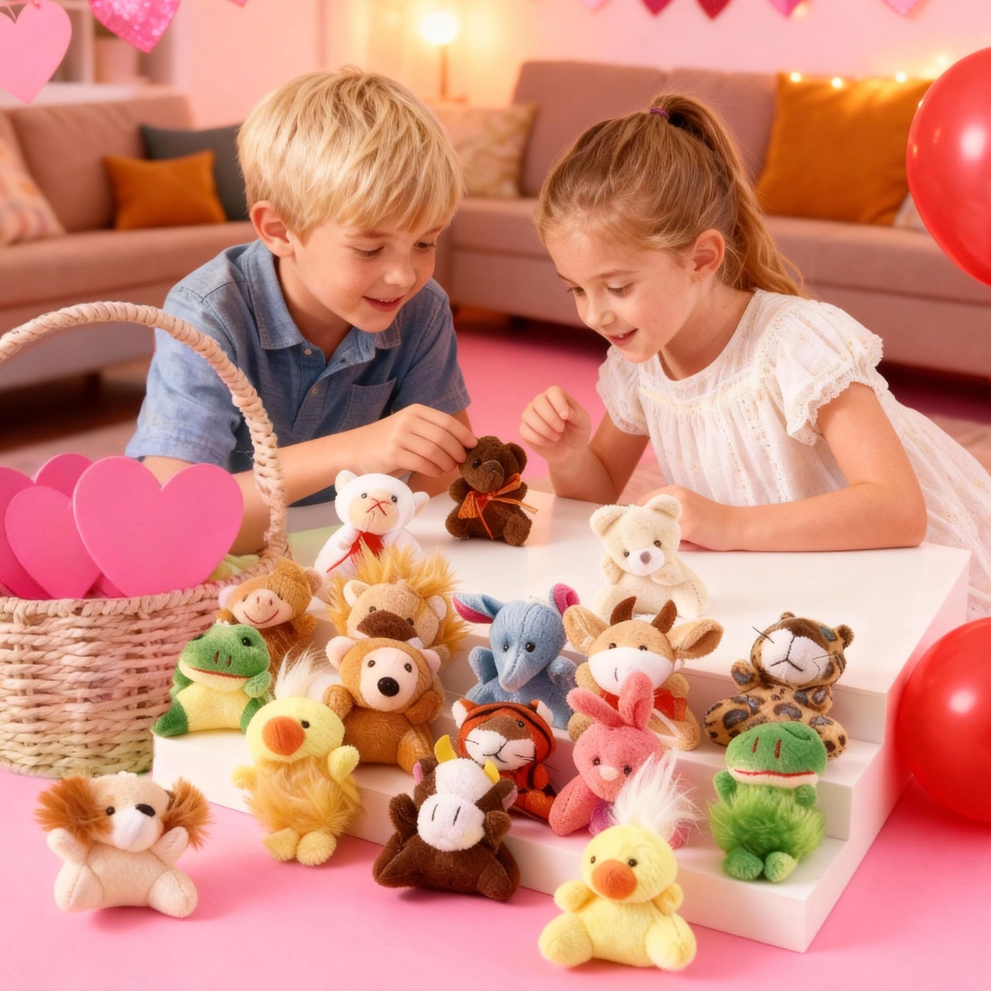 JOYIN 24 Pack Mini Animal Plush Toys – 3-Inch Each, Keychains, Party Favors, School Gifts