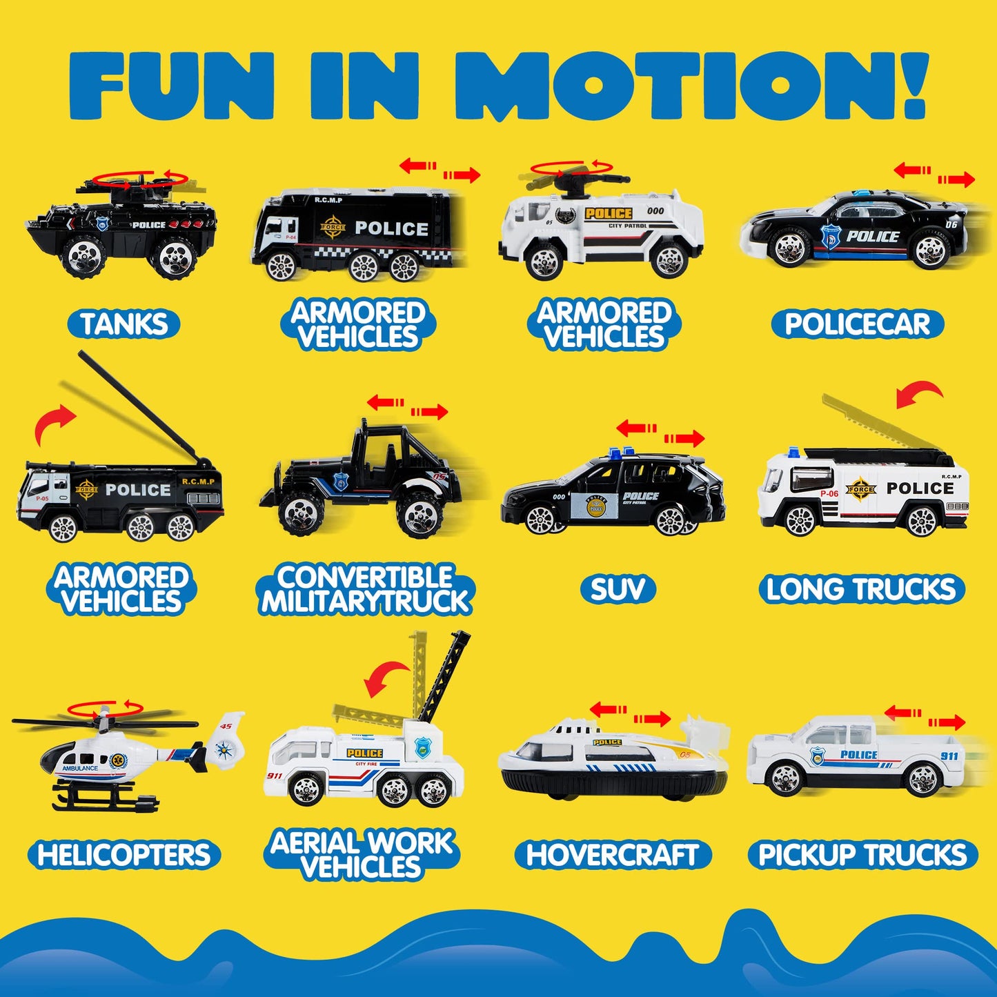 JOYIN 25-in-1 Police Rescue Truck Toy Set with Sounds & Lights – Carrier Truck Playset