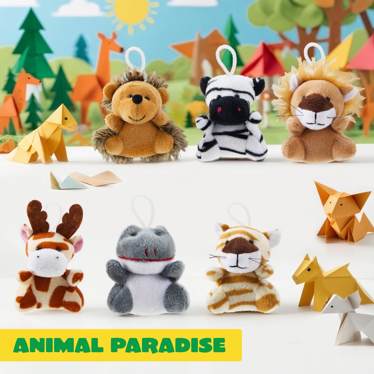 JOYIN 24 Pcs Mini Safari Animal Plush Toys – 3-inch Each, 12 Designs, Party Favors & Gifts